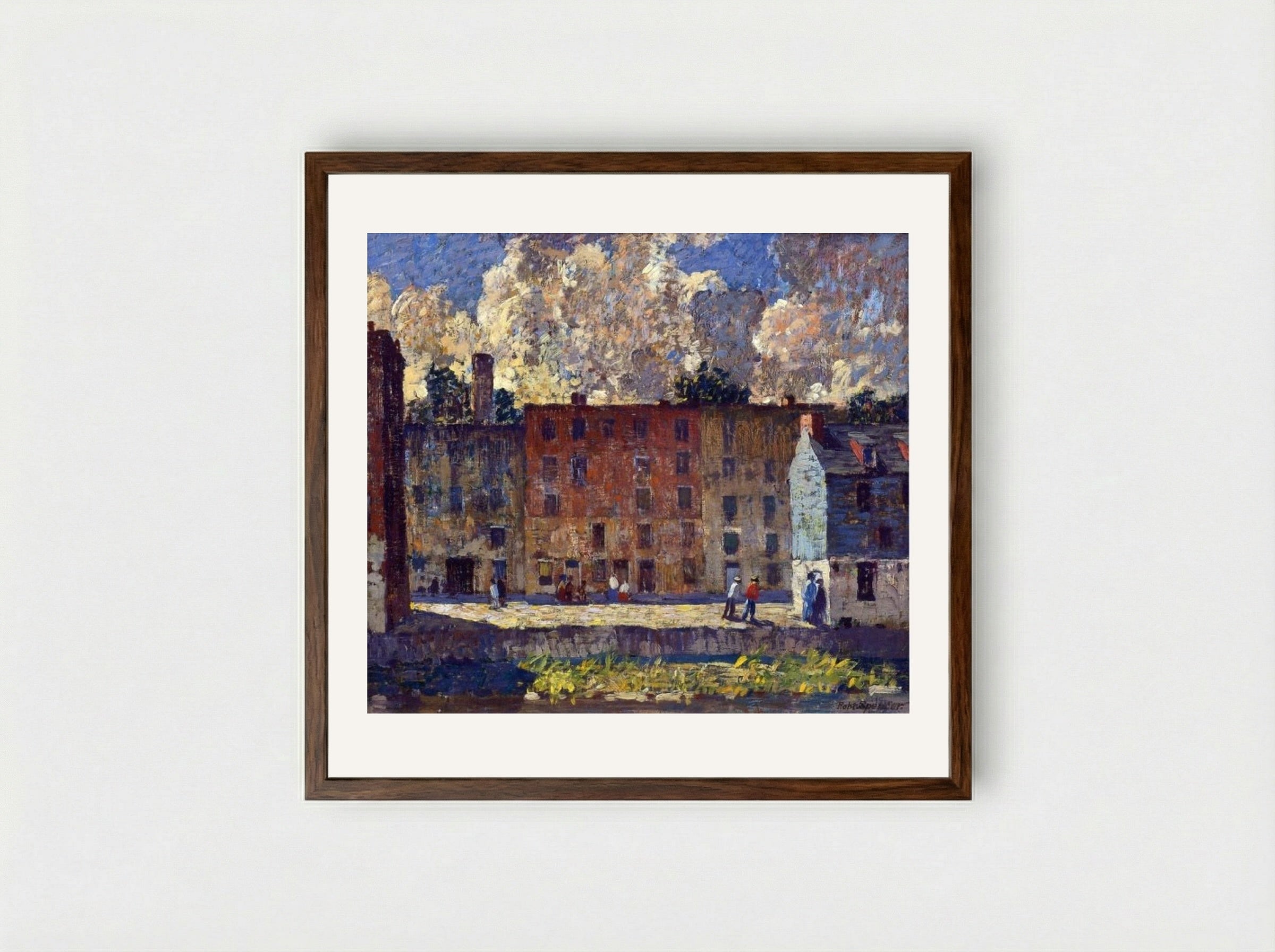 A Row of Tenements - Robert Spencer - Framed Print Dark Wood
