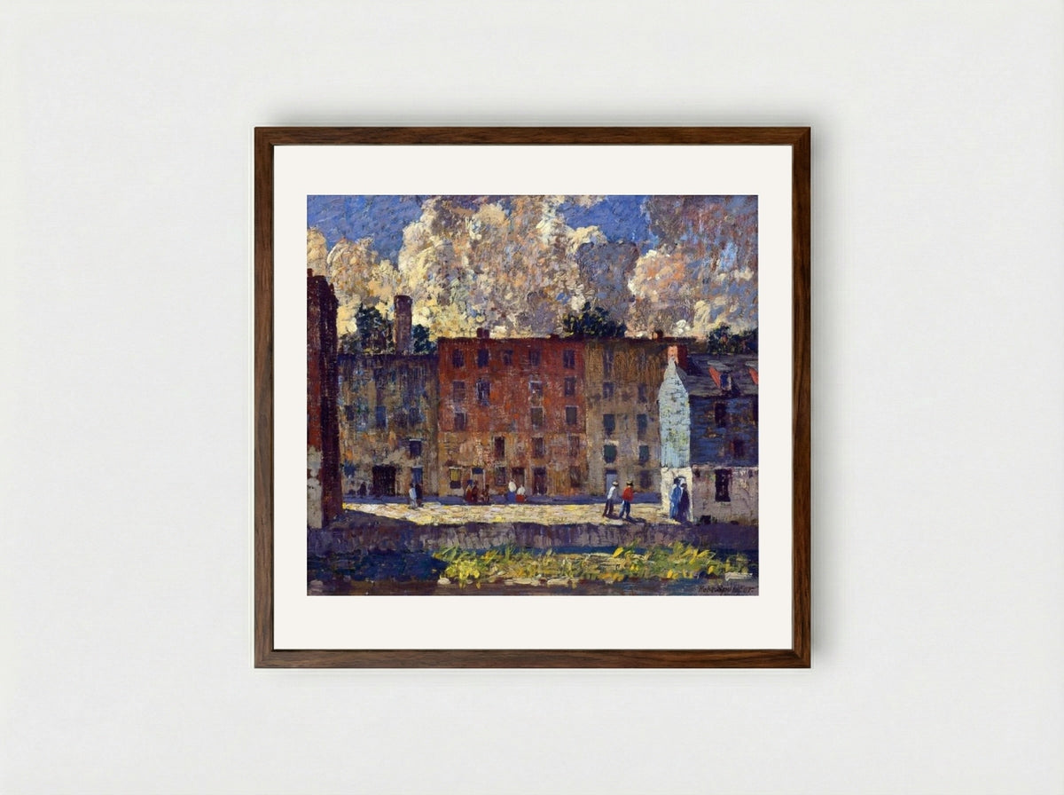 A Row of Tenements - Robert Spencer - Framed Print Dark Wood