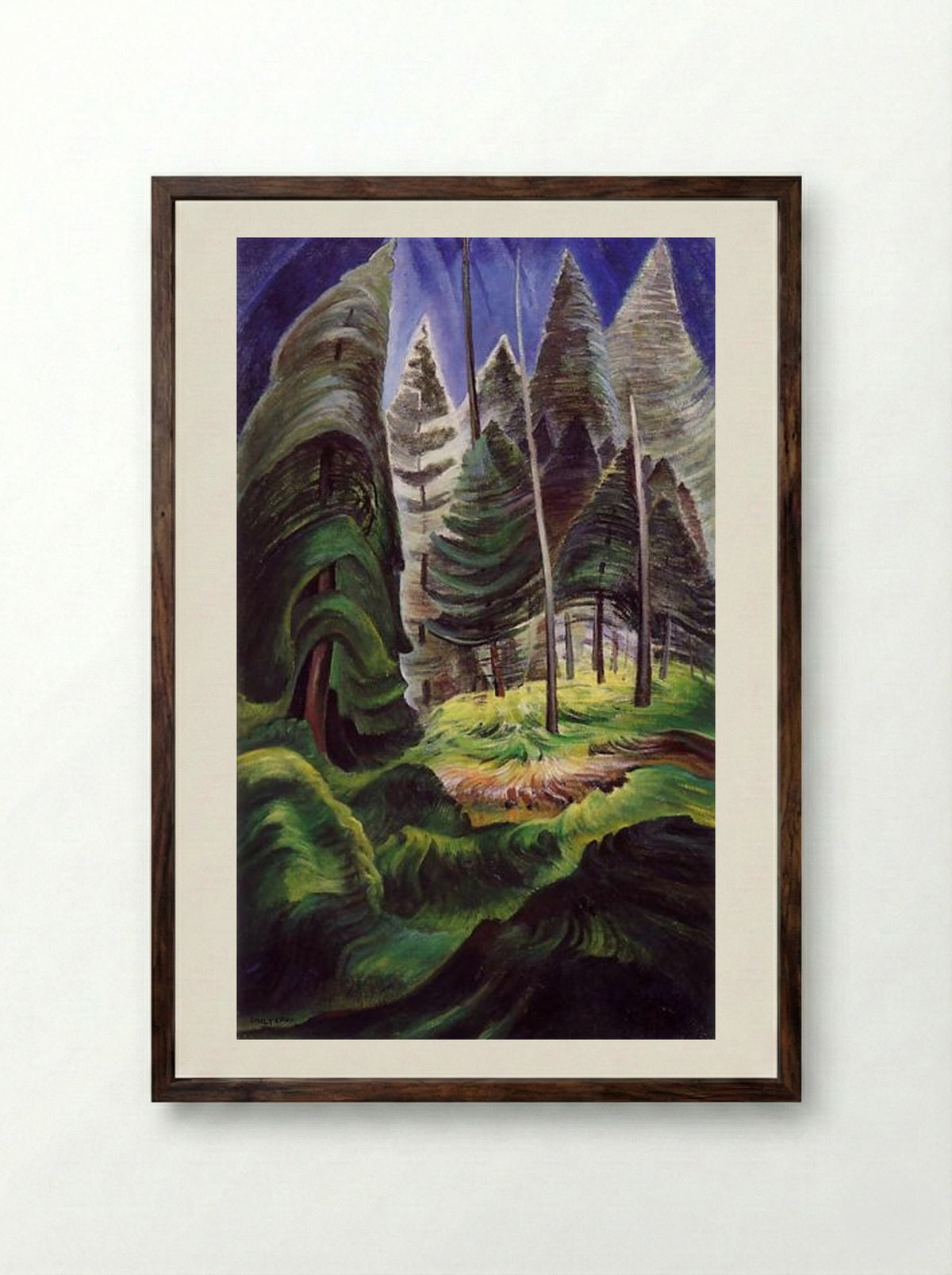A Rushing Sea of Undergrowth - Emily Carr - Framed Print Dark Wood