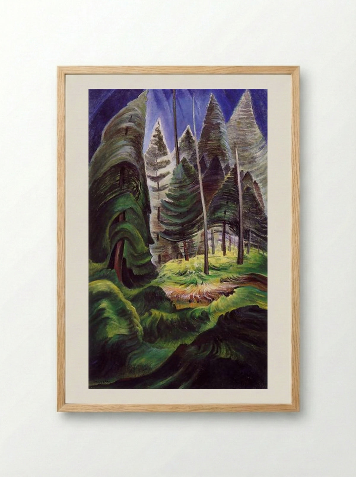 A Rushing Sea of Undergrowth - Emily Carr - Framed Print Wood