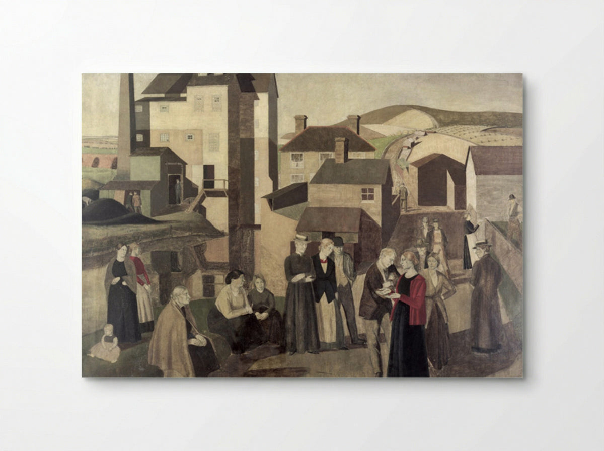 A Scene in a Village Street with Millhands Conversing - Winifred Knights - Poster