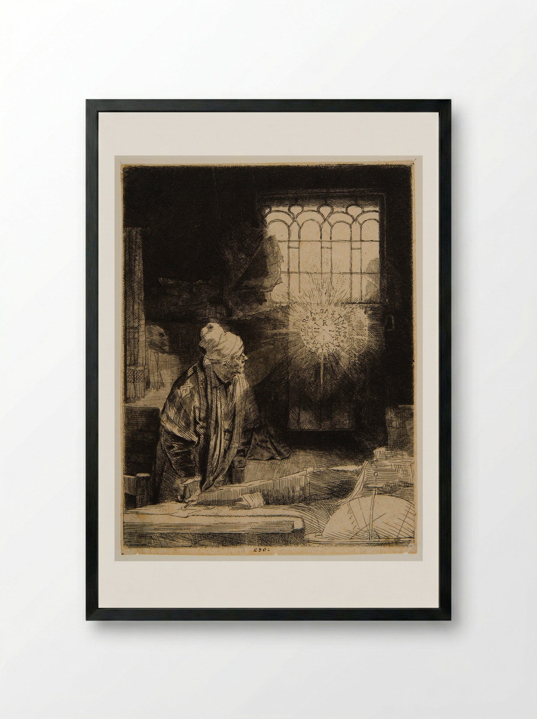 A Scholar in His Study (Faust) - Rembrandt Harmensz. van Rijn - Framed Print Black