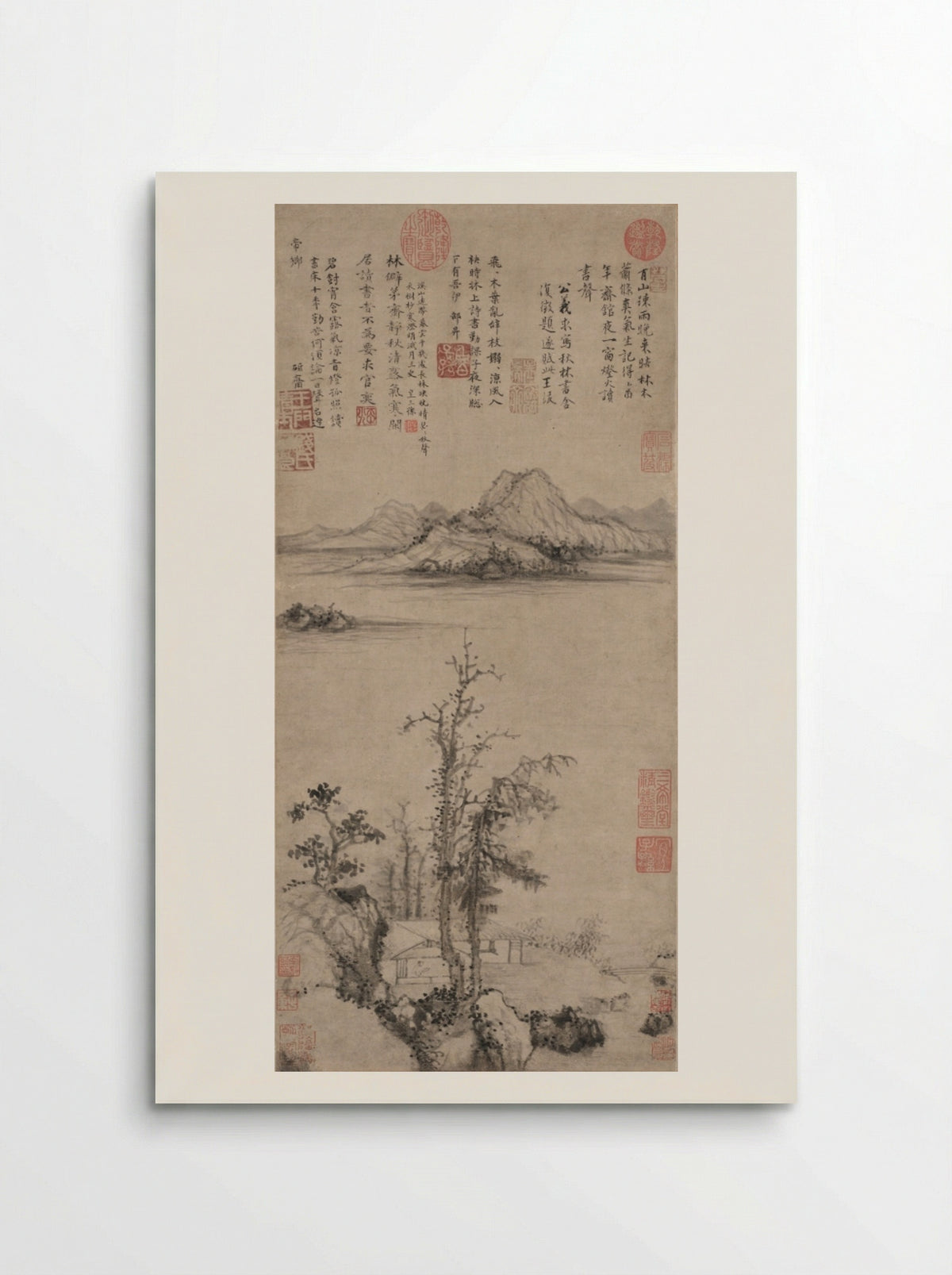 A Scholar's Retreat amid Autumn Trees - Wang Fu - Poster
