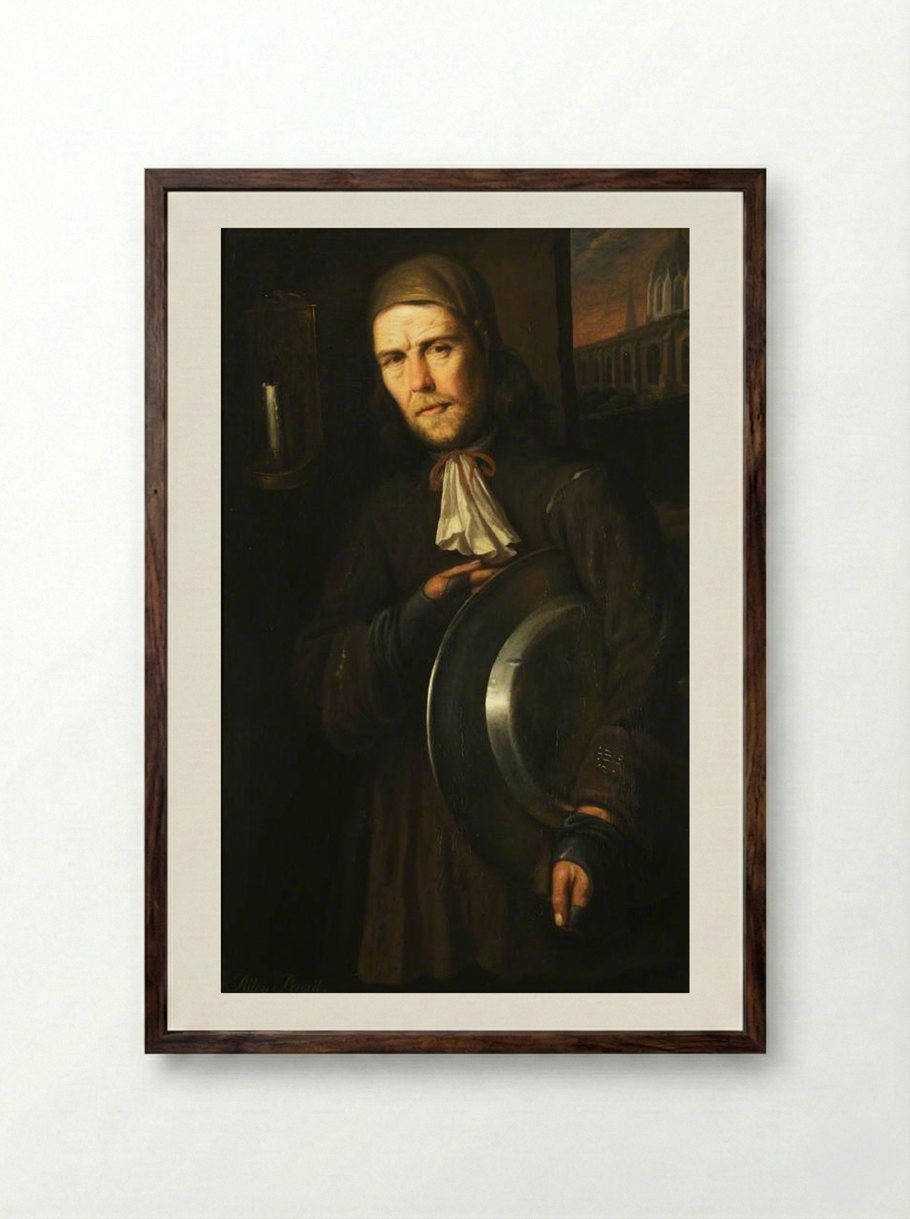 A Scullion of Christ Church - John Riley - Framed Print Dark Wood