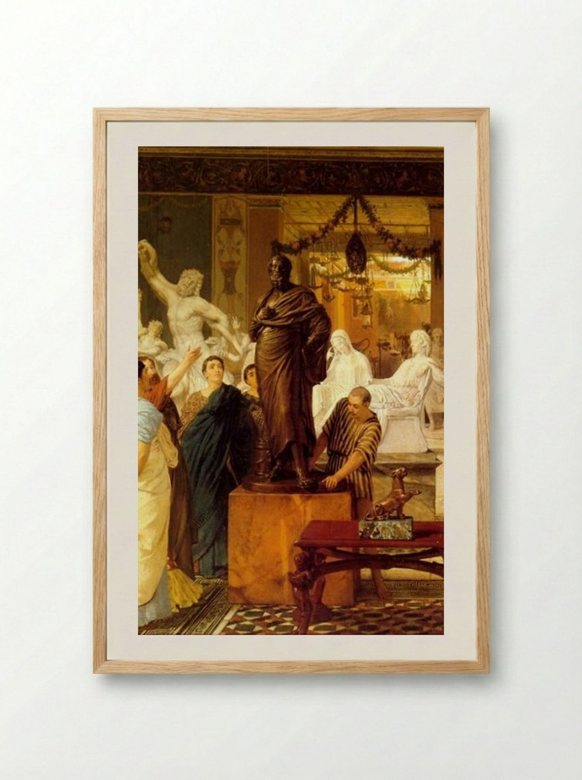 A Sculpture Gallery in Rome at the Time of Agrippa - Sir Lawrence Alma-Tadema - Framed Print Wood