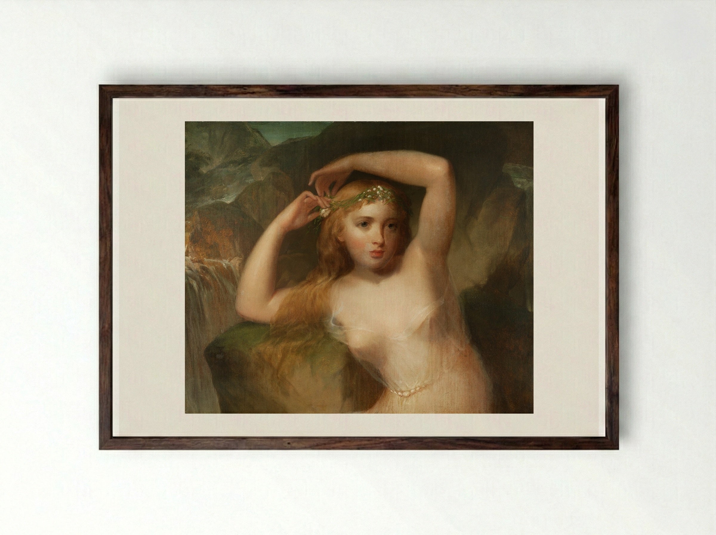 A Sea Nymph - Thomas Sully - Framed Print Dark Wood
