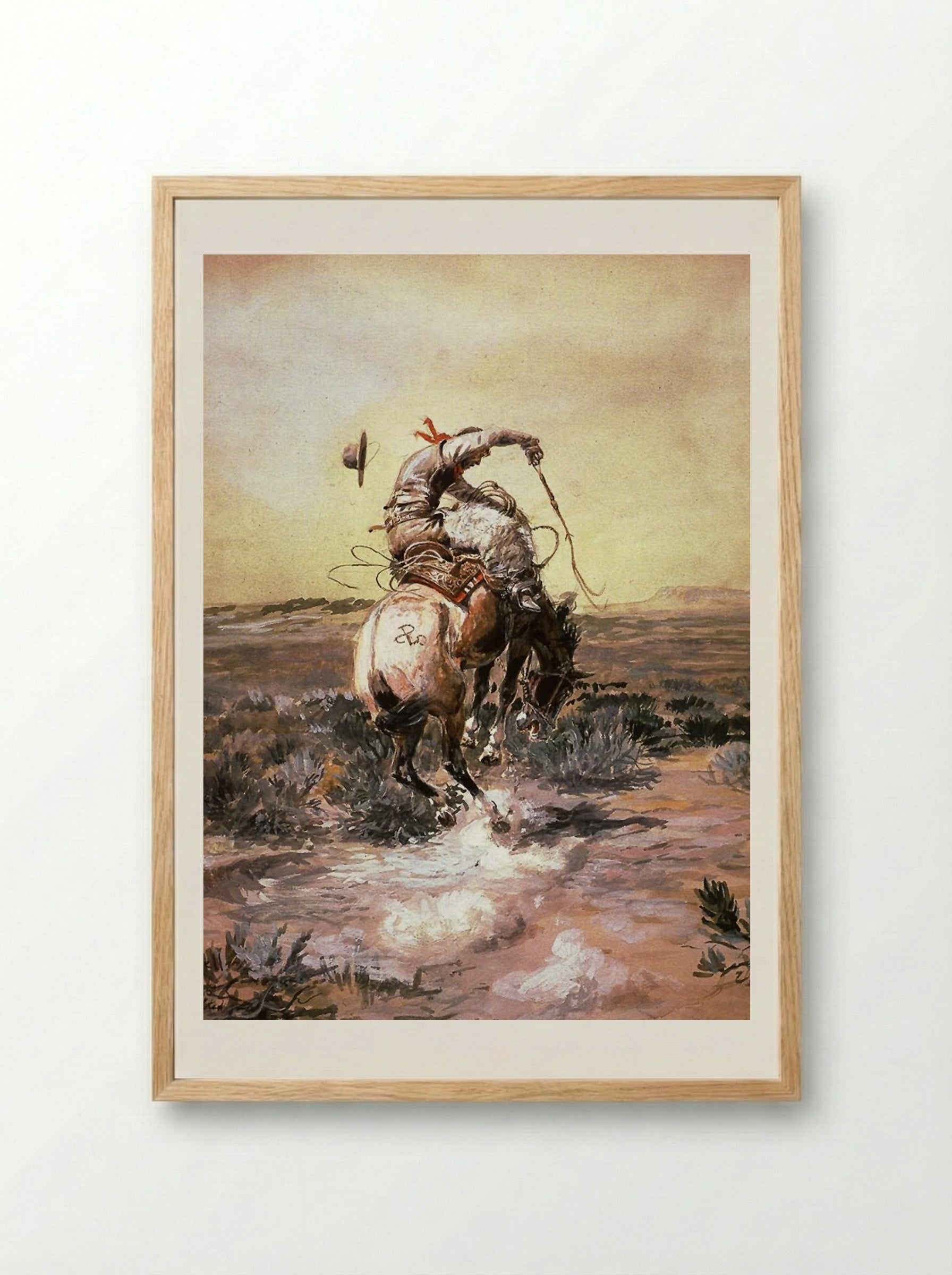 A Slick Rider - Charles M. Russell - Framed Print Wood