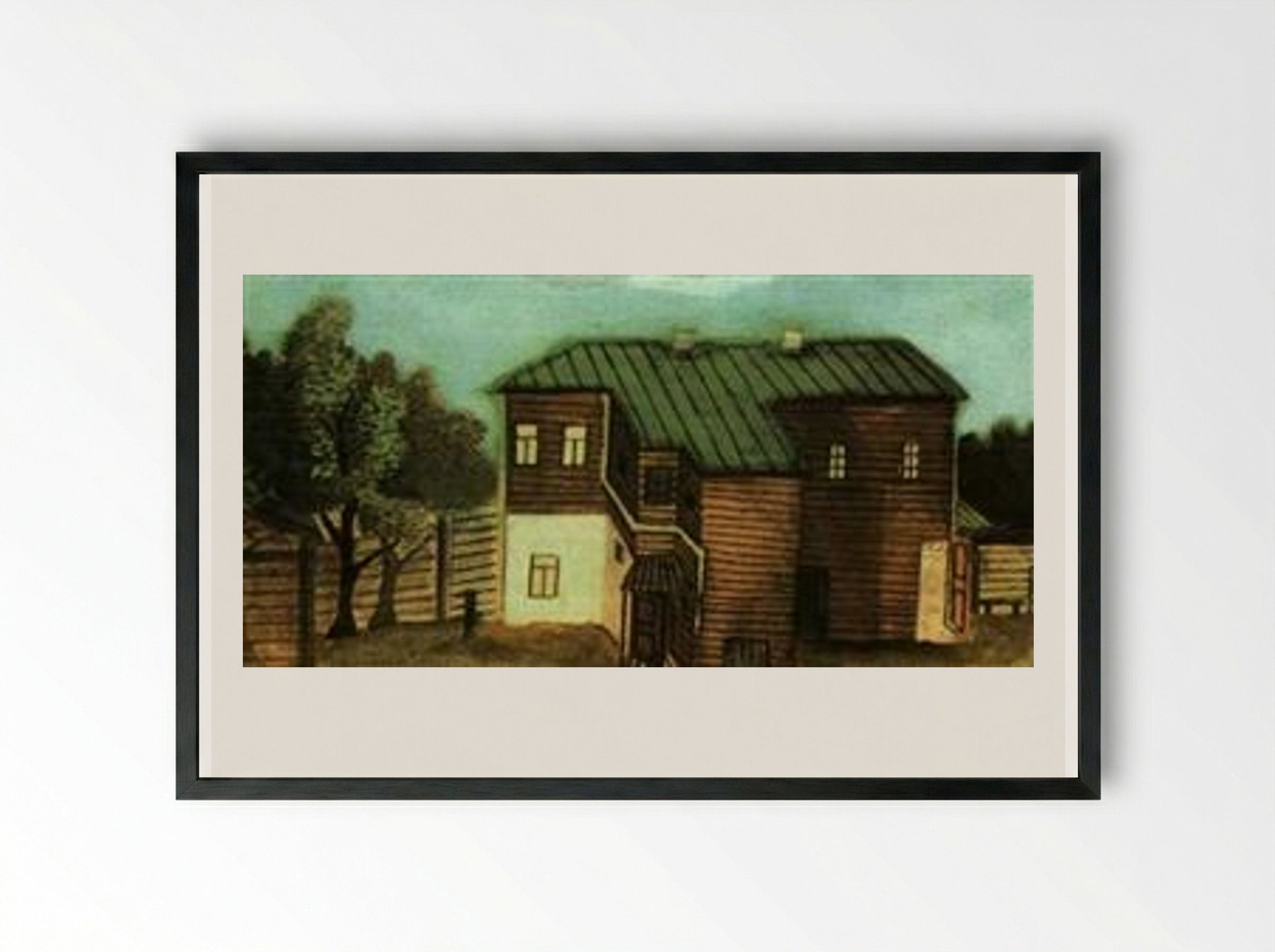 A Small House in Moscow - Pavel Filonov - Framed Print Black