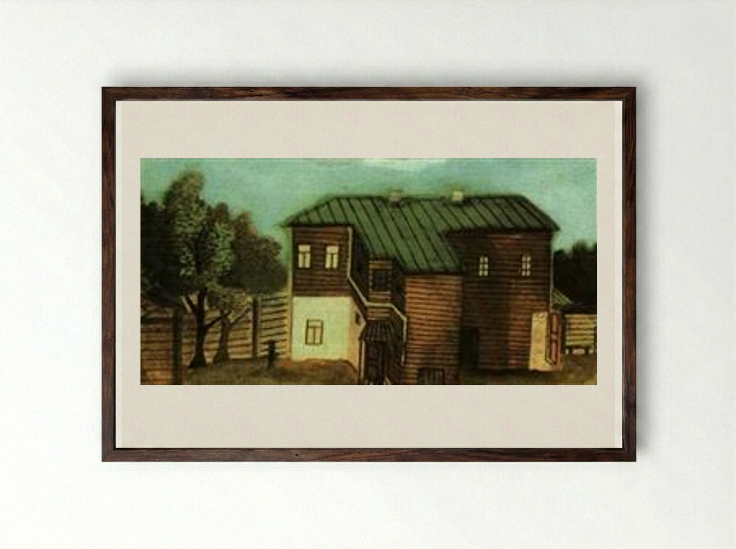 A Small House in Moscow - Pavel Filonov - Framed Print Dark Wood