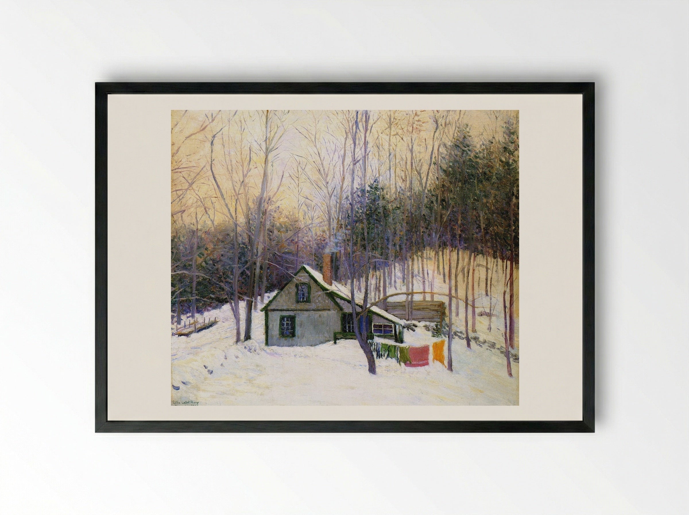 A Snowy Monday - Lilla Cabot Perry - Framed Print Black