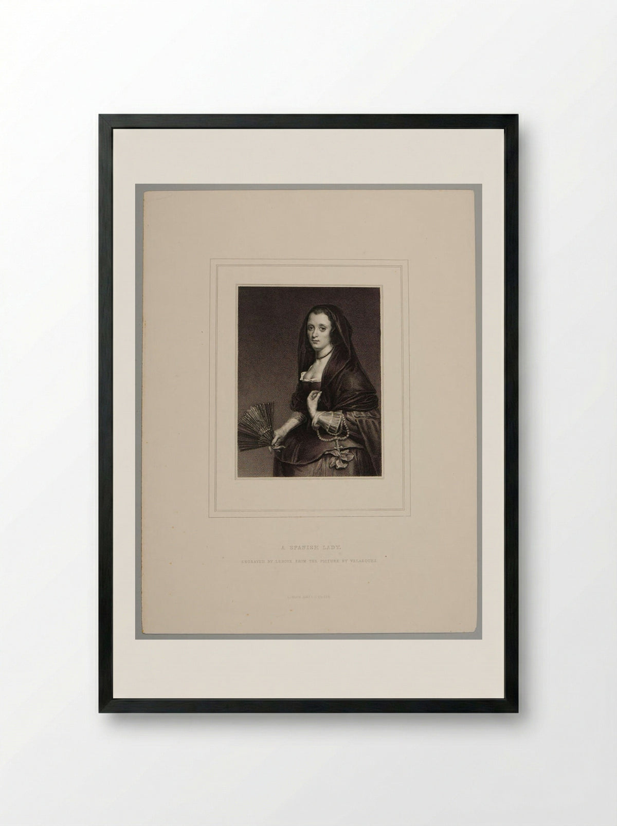 A Spanish Lady (After Velázquez) - Jean Marie Leroux - Framed Print Black