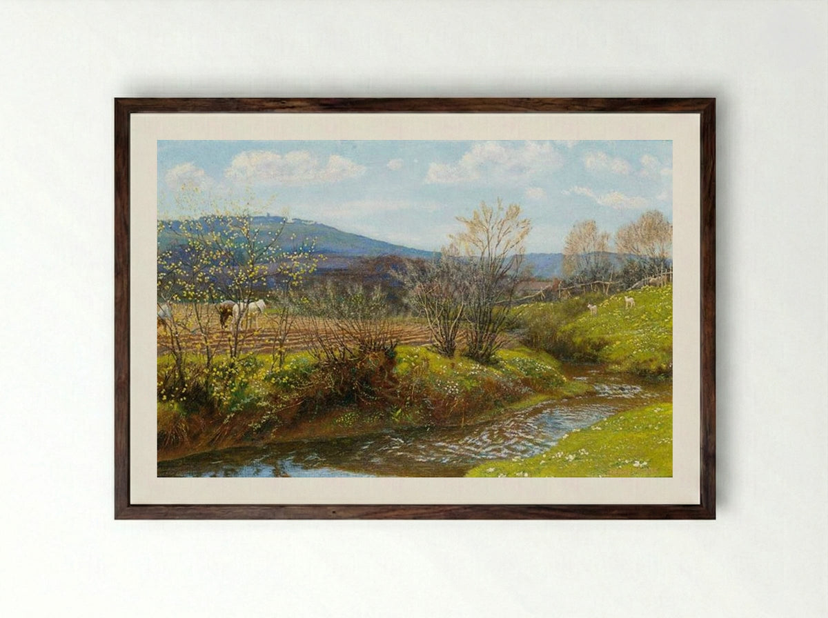 A Spring Afternoon - Arthur Hughes - Framed Print Dark Wood