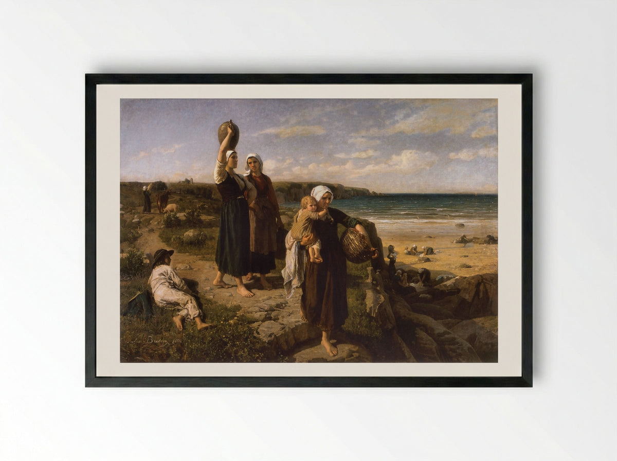 A Spring by the Sea - Jules Breton - Framed Print Black