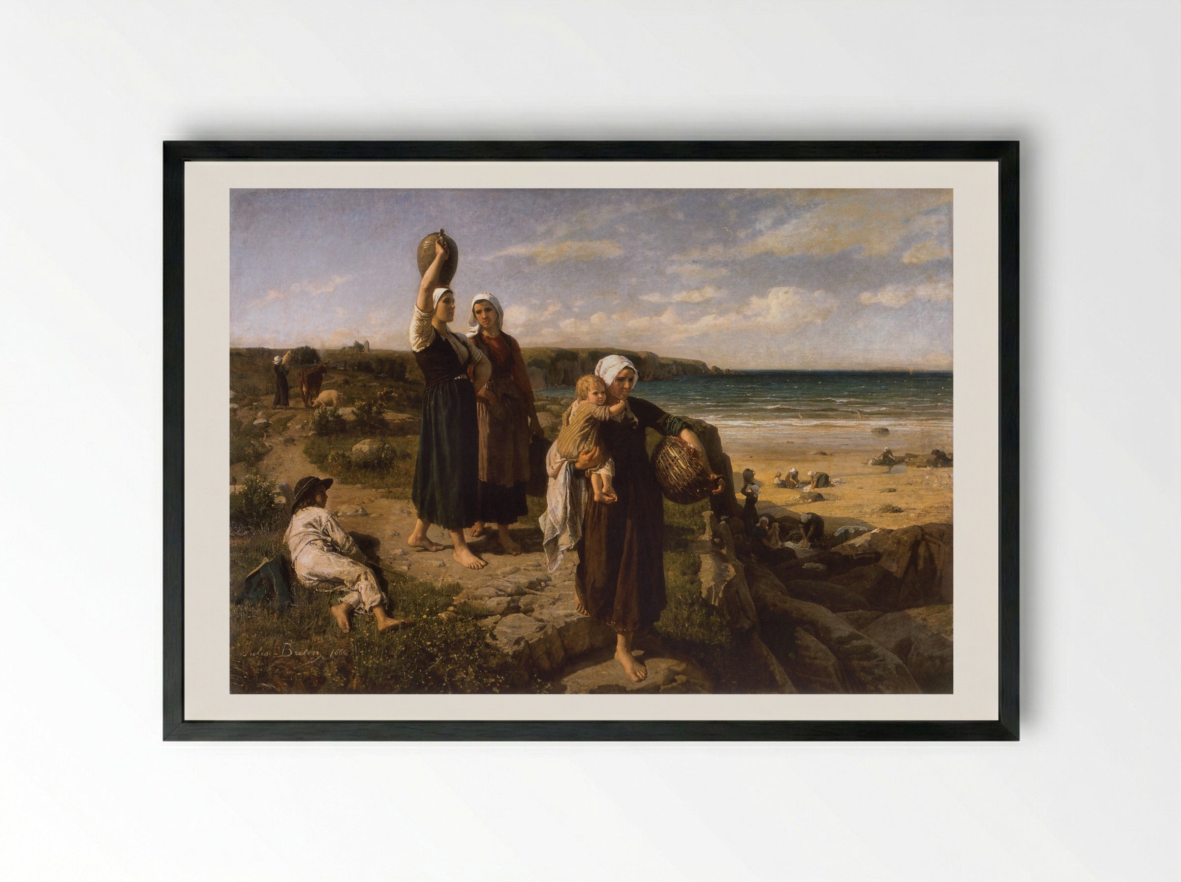 A Spring by the Sea - Jules Breton - Framed Print Black