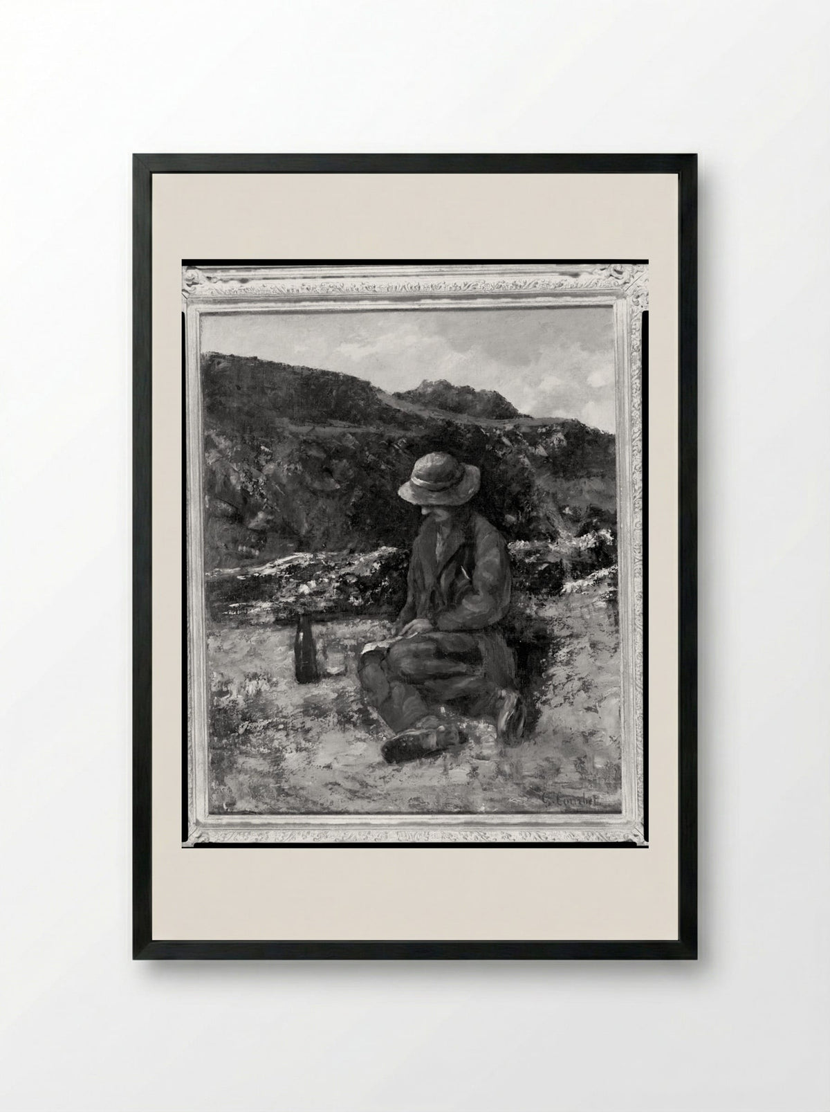 A Stone Cutter - Gustave Courbet - Framed Print Black