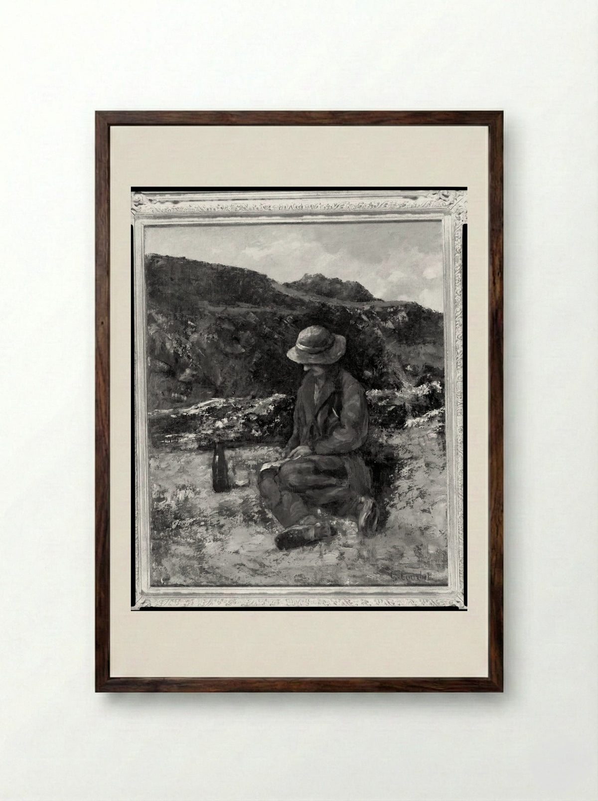 A Stone Cutter - Gustave Courbet - Framed Print Dark Wood