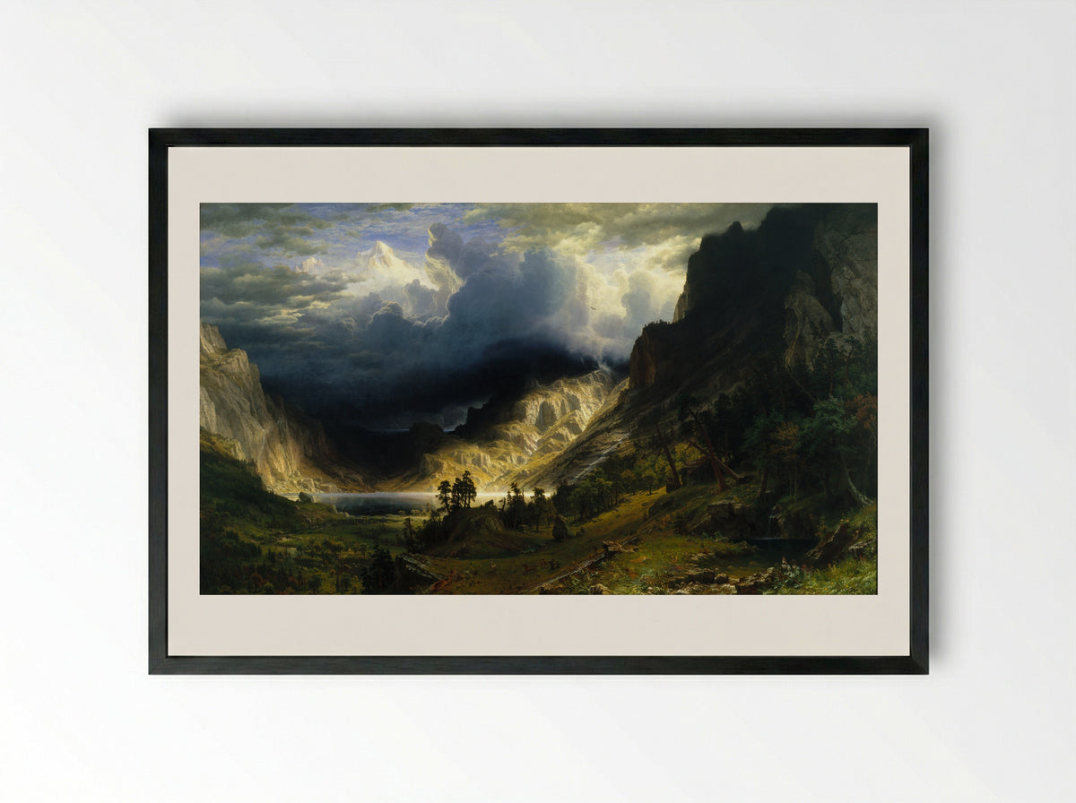 A Storm in the Rocky Mountains, Mt. Rosalie - Albert Bierstadt - Framed Print Black