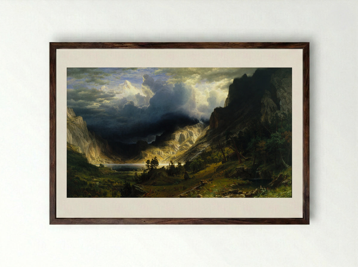 A Storm in the Rocky Mountains, Mt. Rosalie - Albert Bierstadt - Framed Print Dark Wood