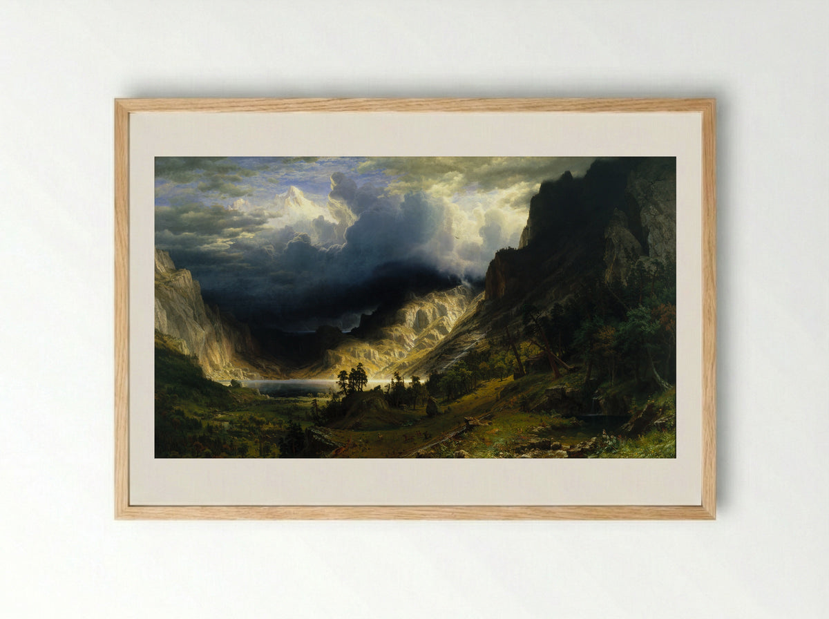 A Storm in the Rocky Mountains, Mt. Rosalie - Albert Bierstadt - Framed Print Wood