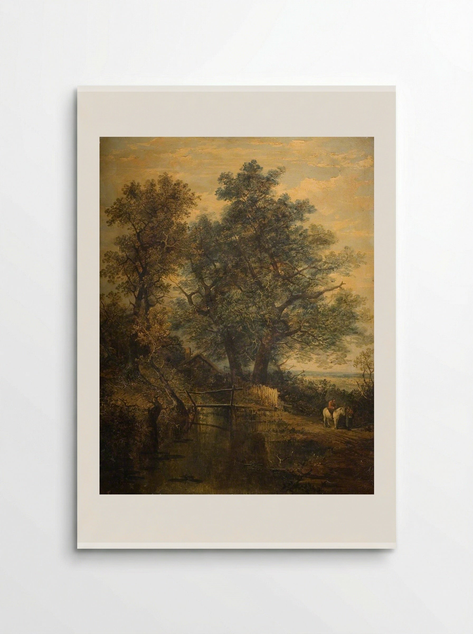 A Stream, Bridge, Trees and Two Figures in a Landscape - John Crome - Poster