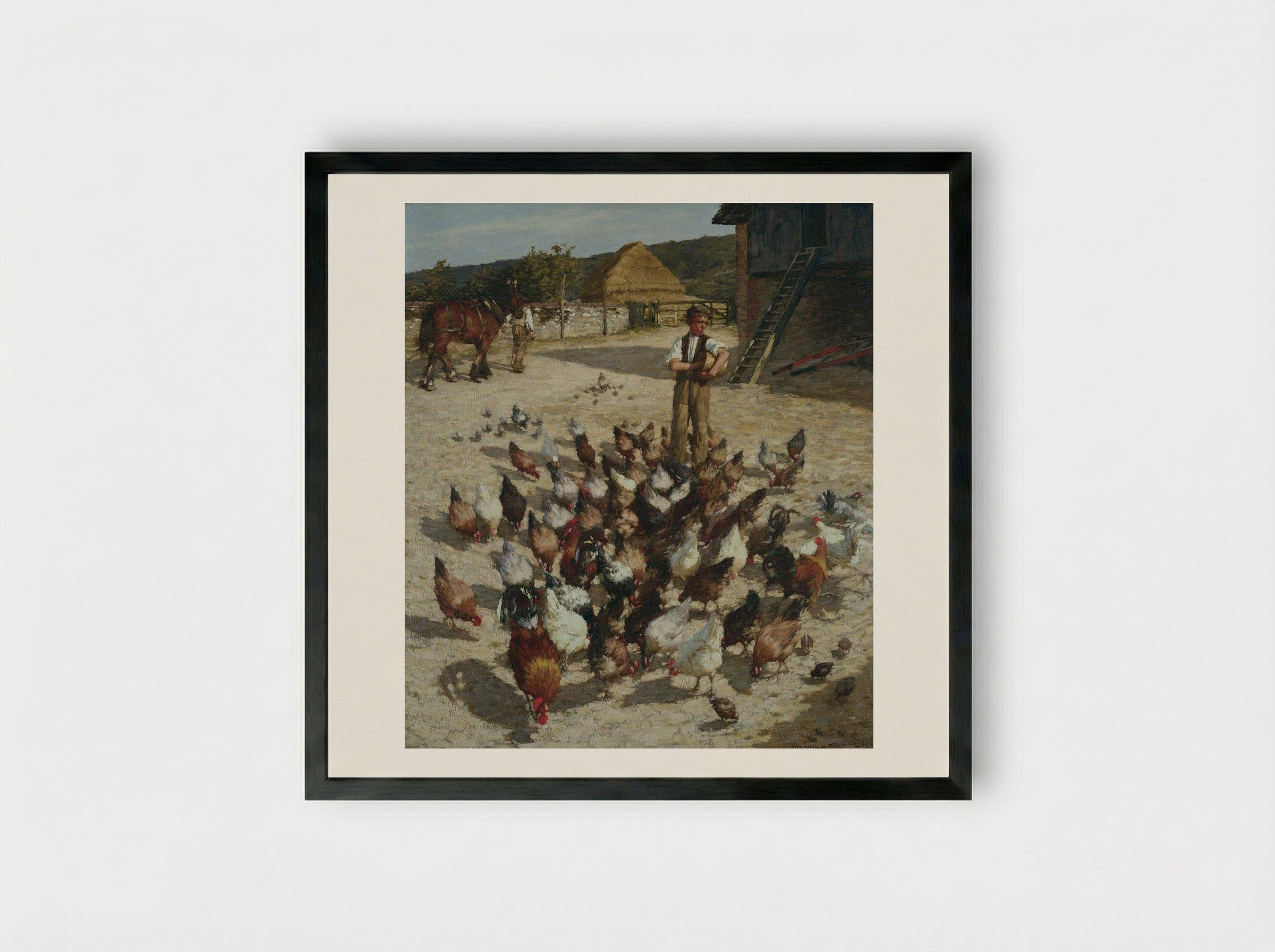 A Sussex Farm - Henry Herbert La Thangue - Framed Print Black