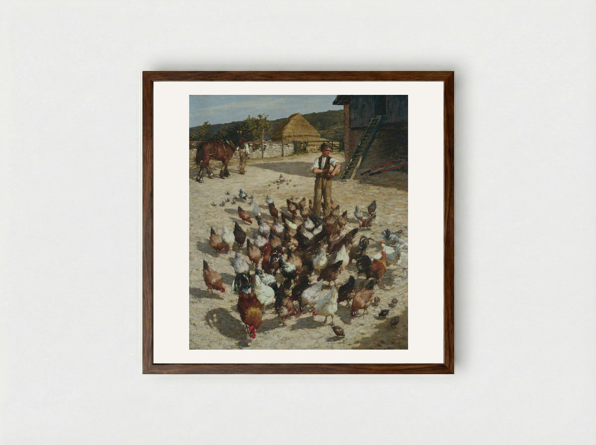 A Sussex Farm - Henry Herbert La Thangue - Framed Print Dark Wood