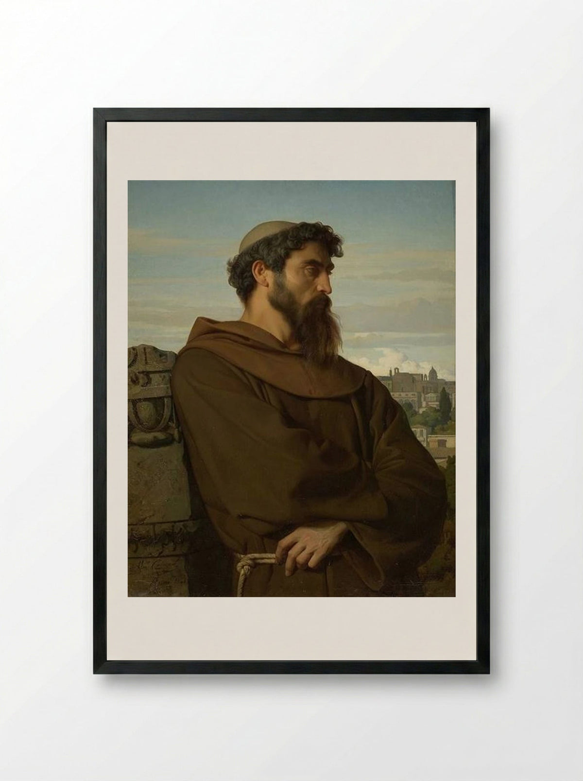 A Thinker, a Young Roman Monk - Alexandre Cabanel - Framed Print Black