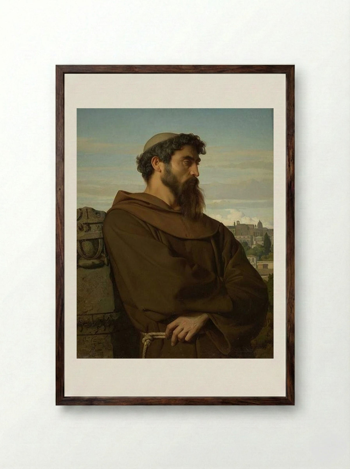 A Thinker, a Young Roman Monk - Alexandre Cabanel - Framed Print Dark Wood