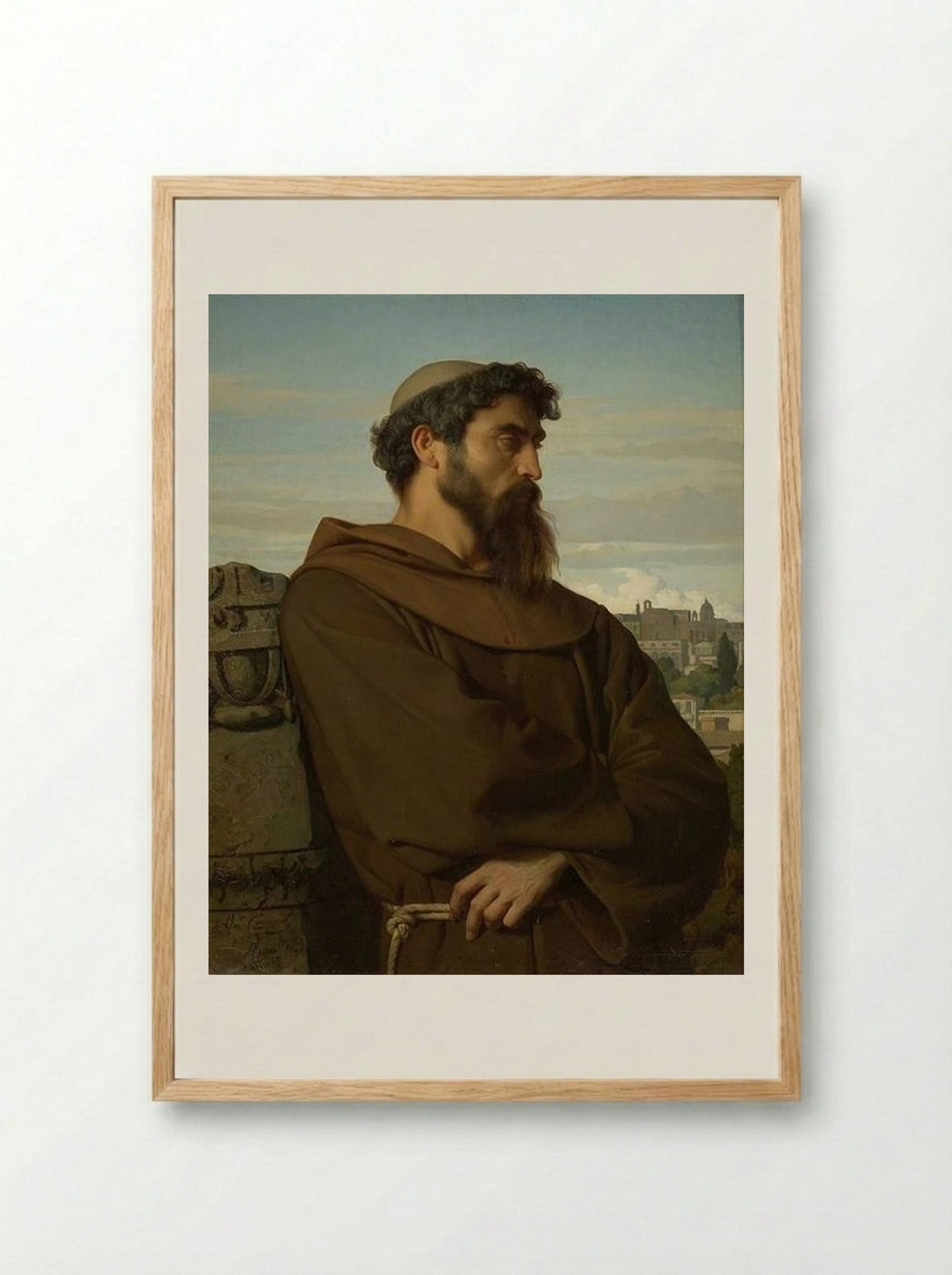 A Thinker, a Young Roman Monk - Alexandre Cabanel - Framed Print Wood