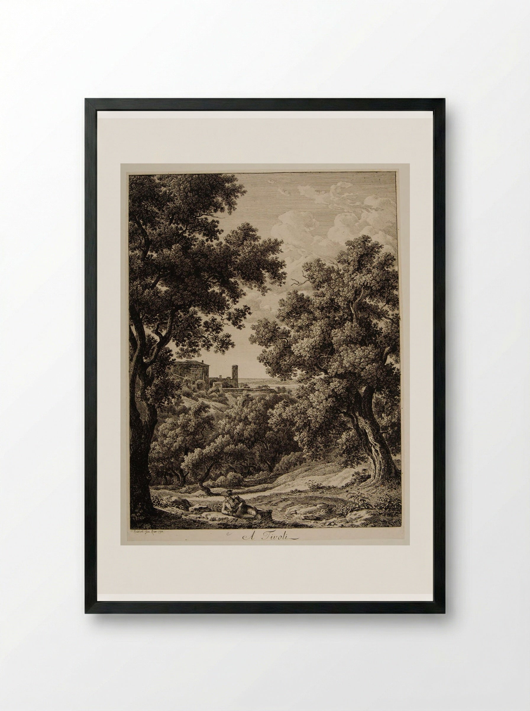 A Tivoli - Johann Christian Reinhart - Framed Print Black