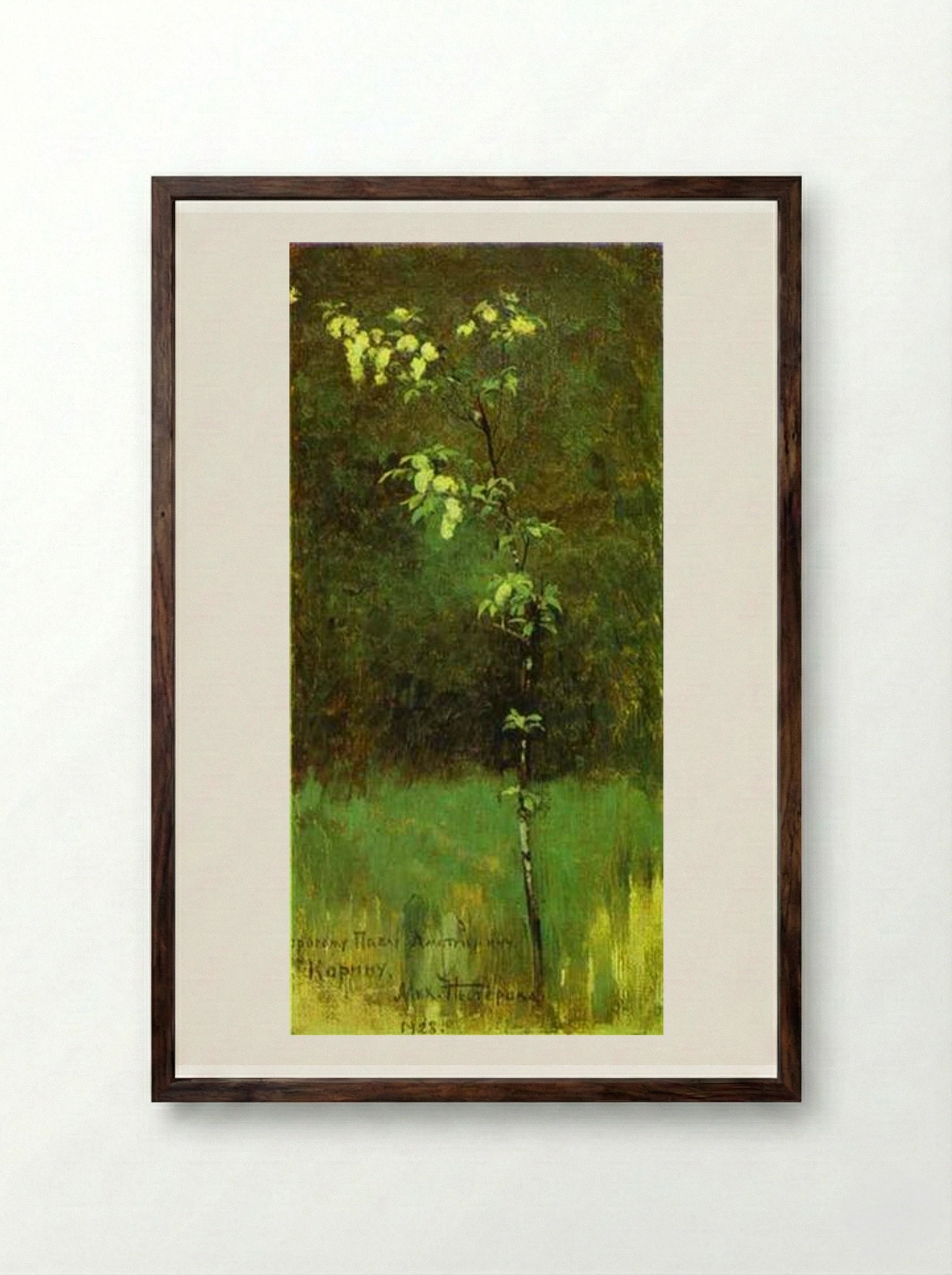 A Tree in Blossom - Mikhail Nesterov - Framed Print Dark Wood