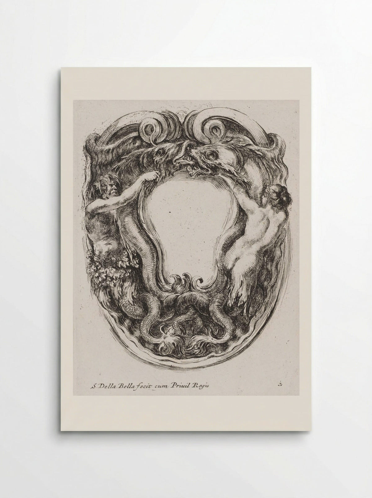 A Triton and a Nereid Battling Sea Monsters - Stefano Della Bella - Poster