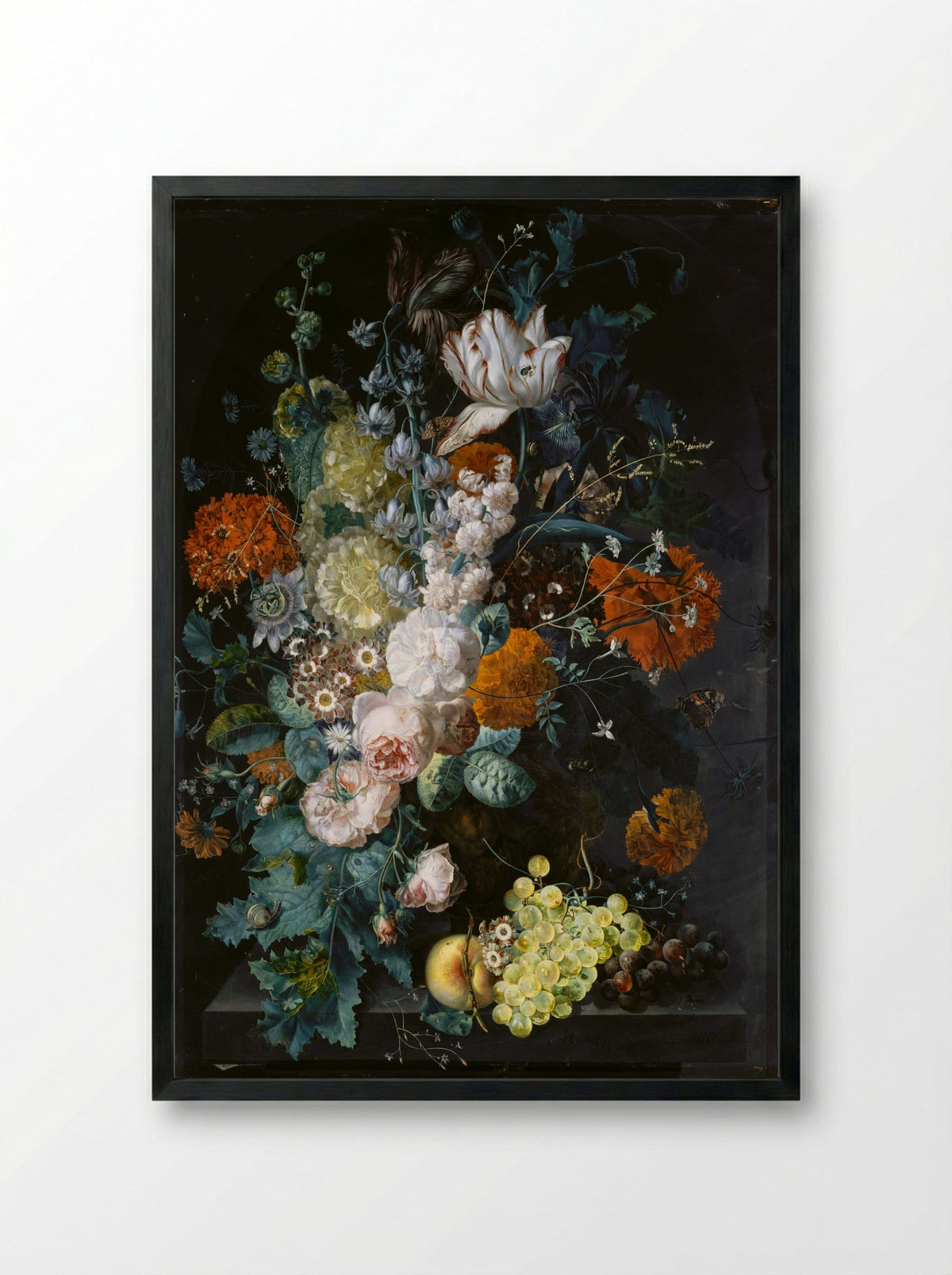 A Vase of Flowers - Margareta Haverman - Framed Print Black