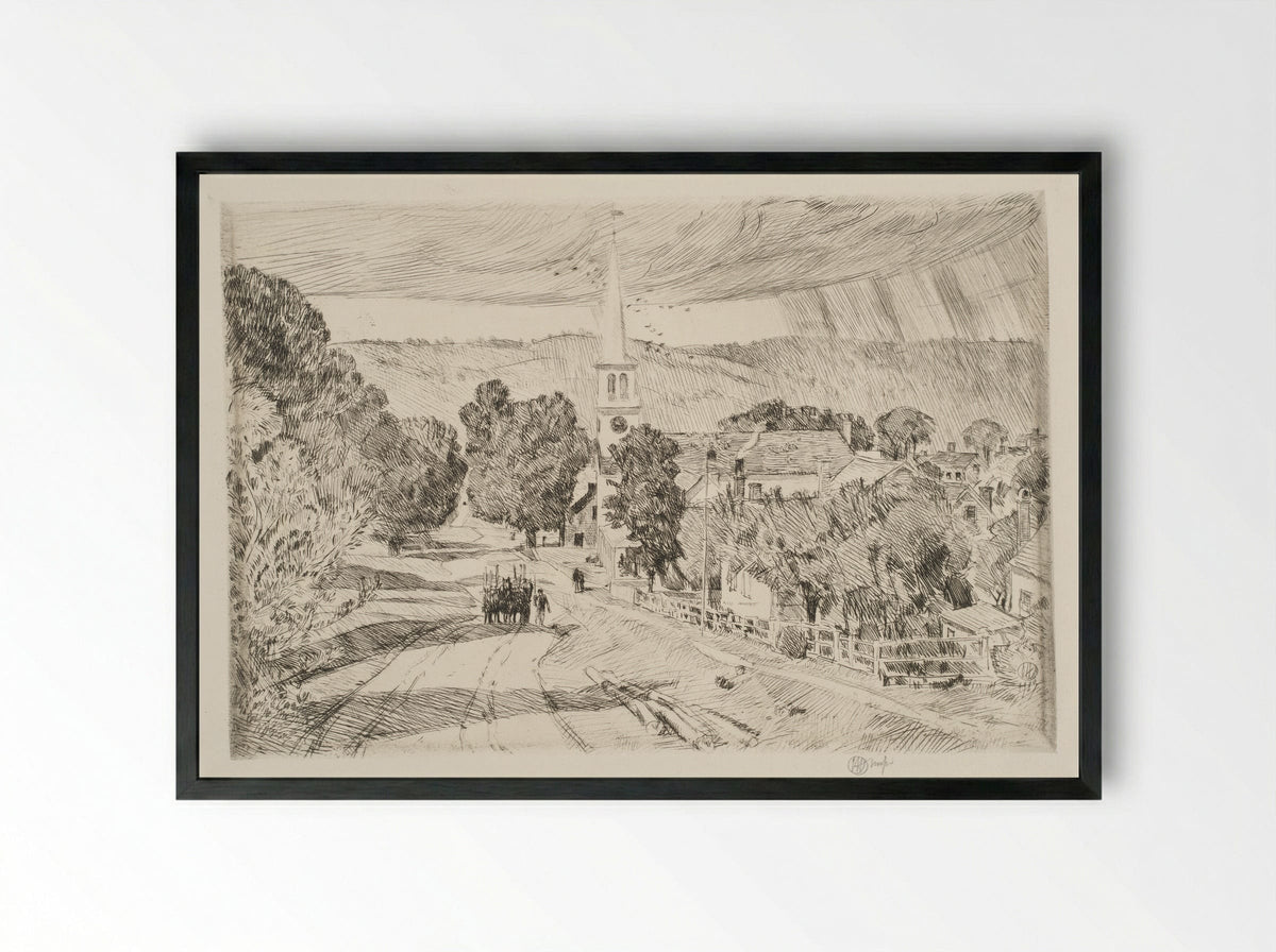 A Vermont Village, Peacham - Childe Hassam - Framed Print Black