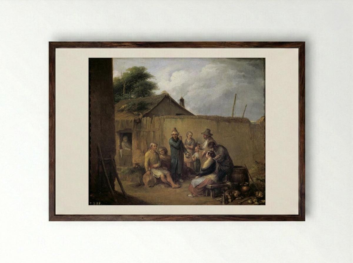 A Veteran Recounting His Adventures - Leonardo Alenza - Framed Print Dark Wood