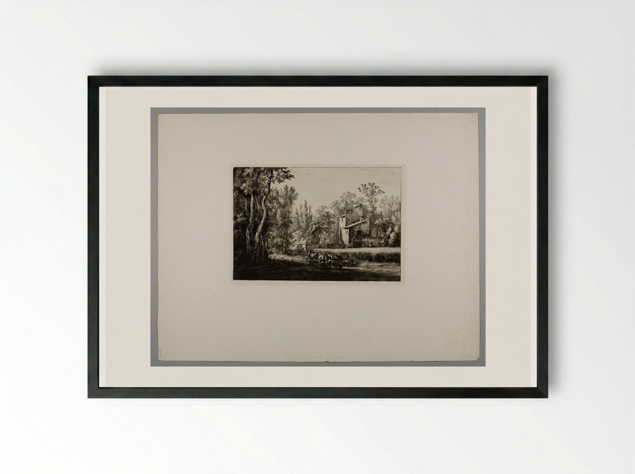 A View Close to Arbresle in Lyonnais - Jean-Jacques de Boissieu - Framed Print Black
