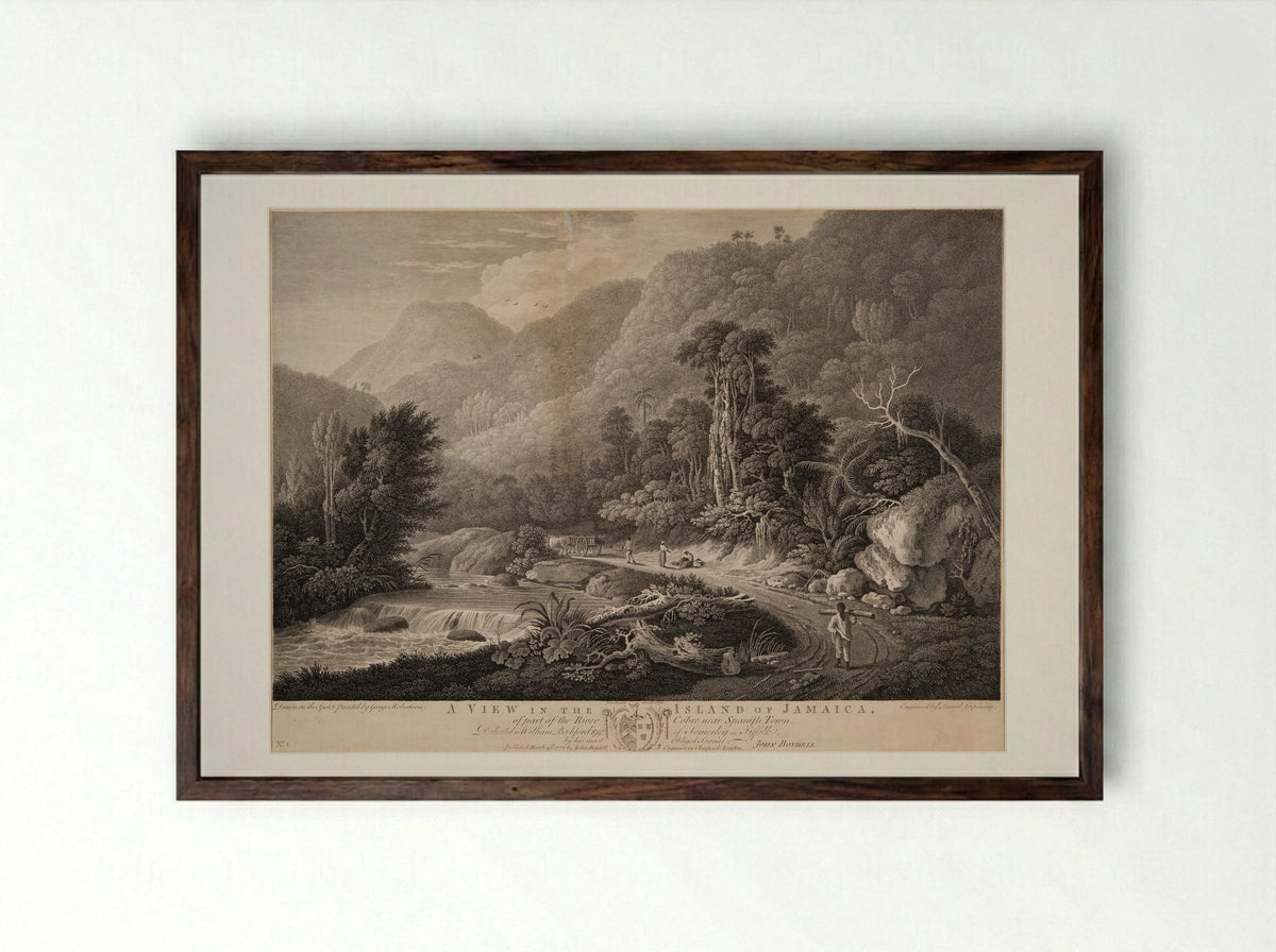 A View in the Island of Jamaica - Daniel Lerpinière - Framed Print Dark Wood