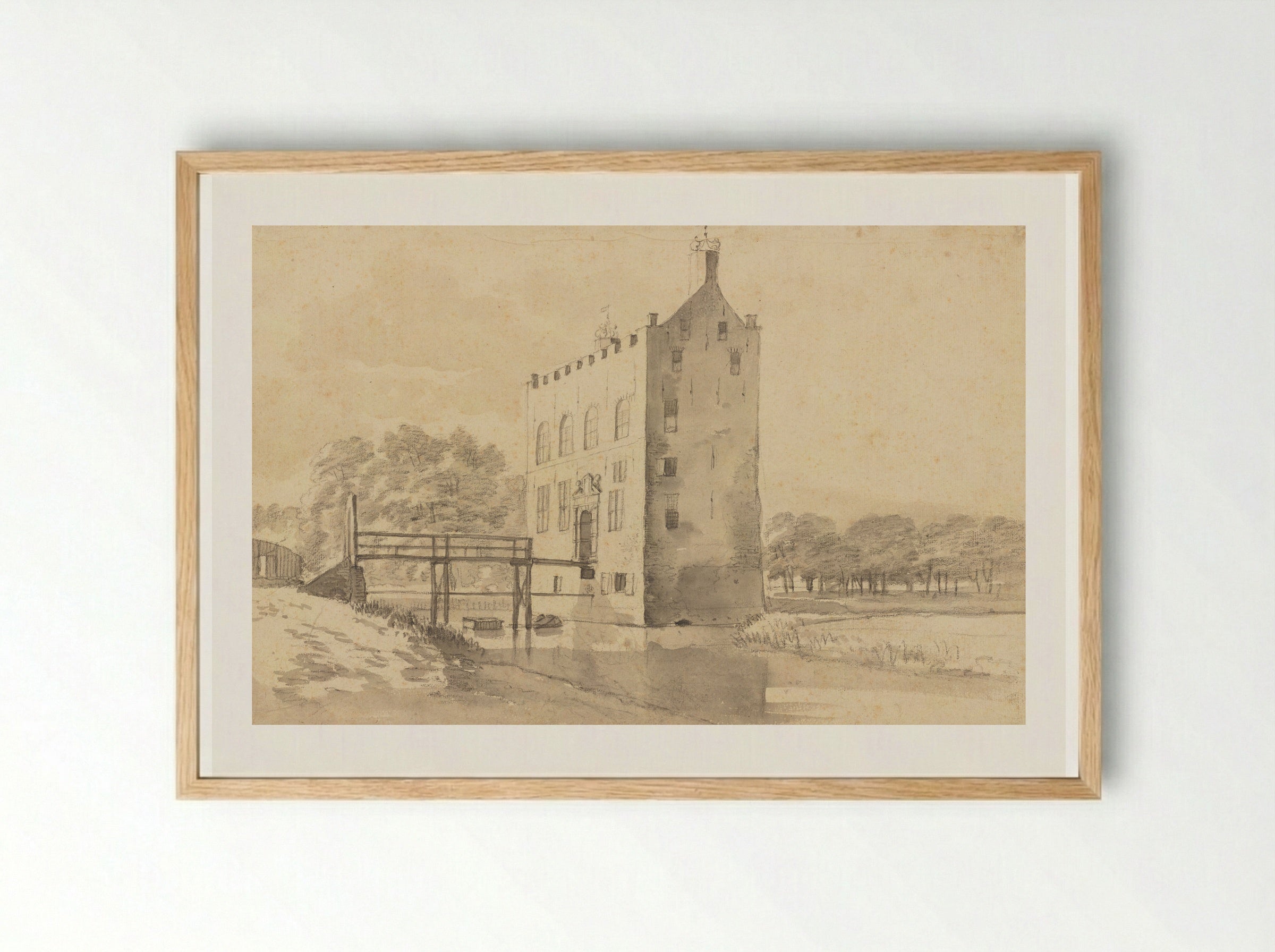 A View of Cronesteyn Castle, near Leiden - Roelant Roghman - Framed Print Wood
