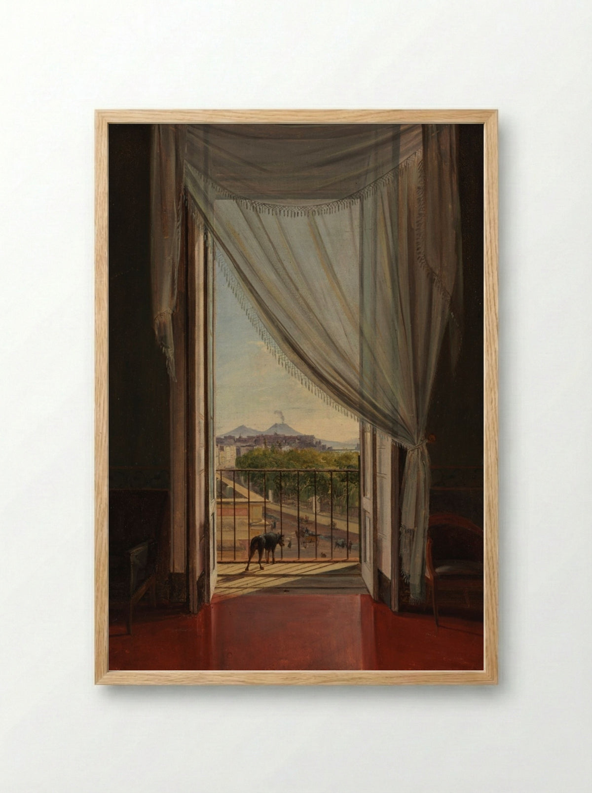 A View of Naples through a Window - Franz Ludwig Catel - Framed Print Wood