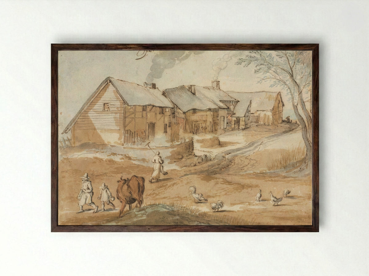 A View of Spa - Jan Brueghel the Elder - Framed Print Dark Wood