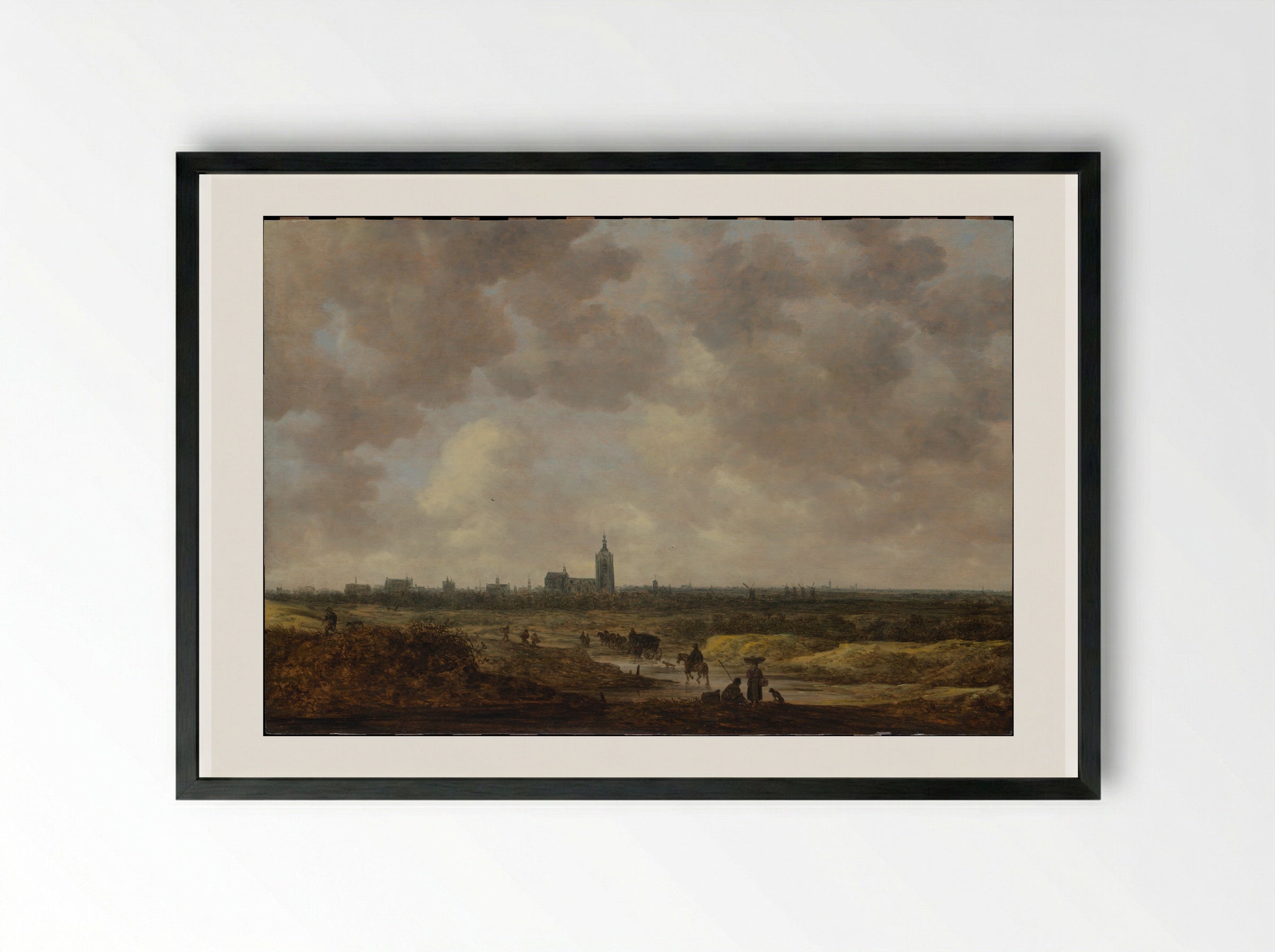 A View of The Hague from the Northwest - Jan van Goyen - Framed Print Black