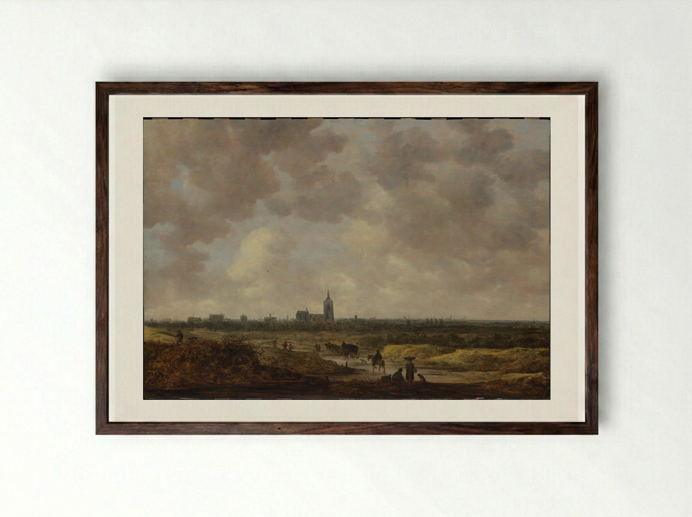 A View of The Hague from the Northwest - Jan van Goyen - Framed Print Dark Wood