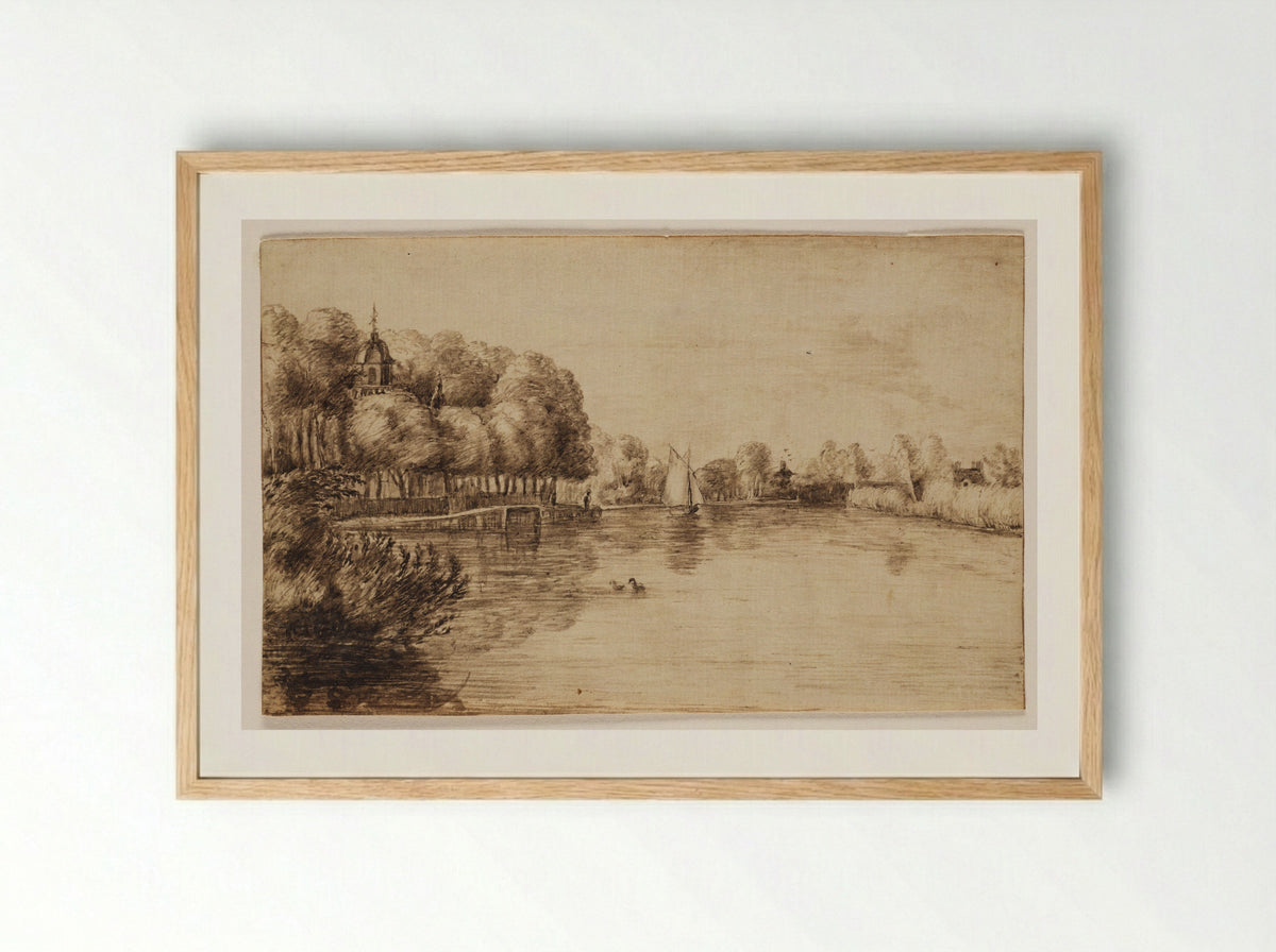A View of Weeresteyn Manor on the Vecht - Johannes Leupenius - Framed Print Wood