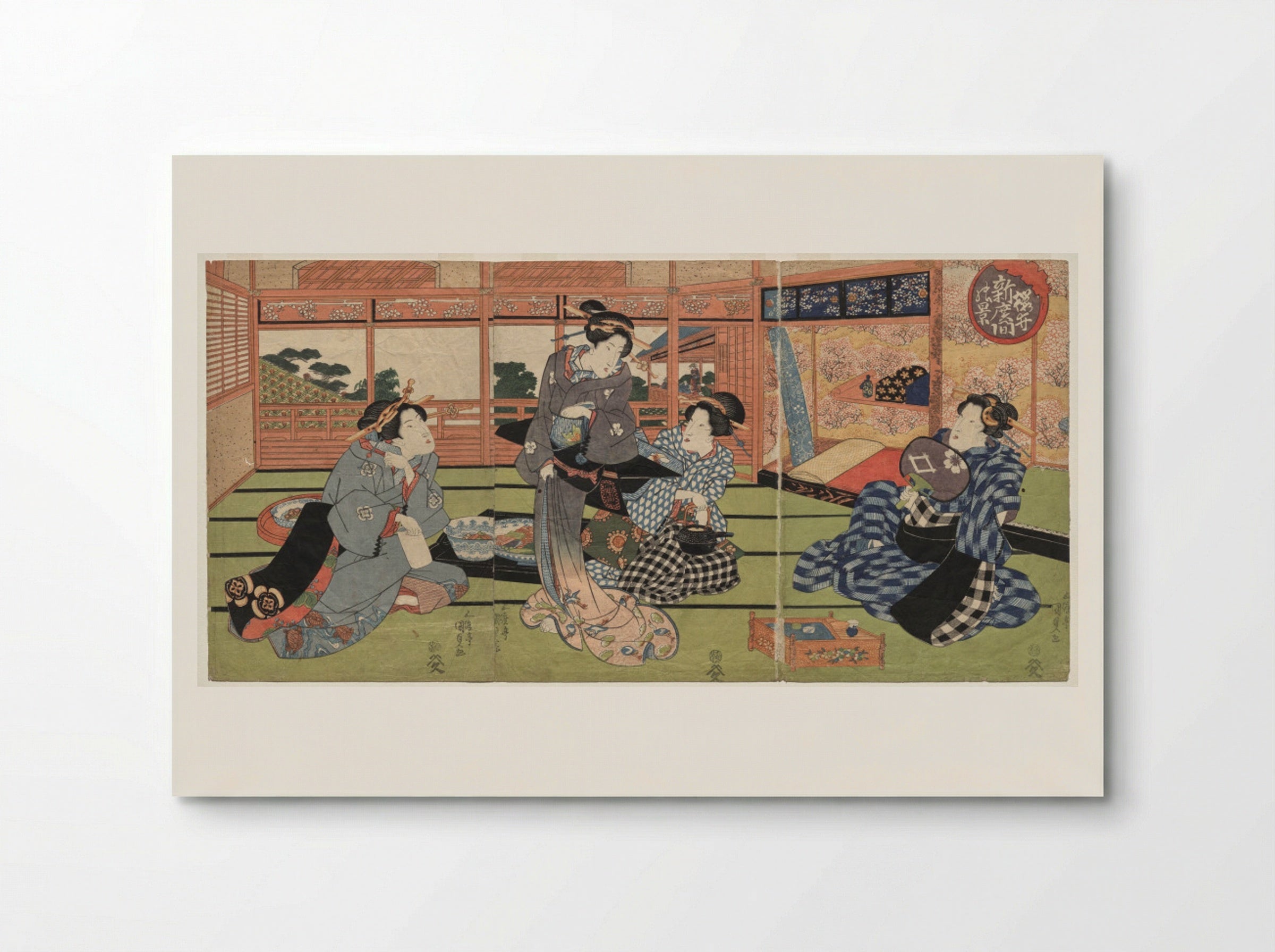 A View of the Large New Room at Sakurai - Utagawa Kunisada - Poster