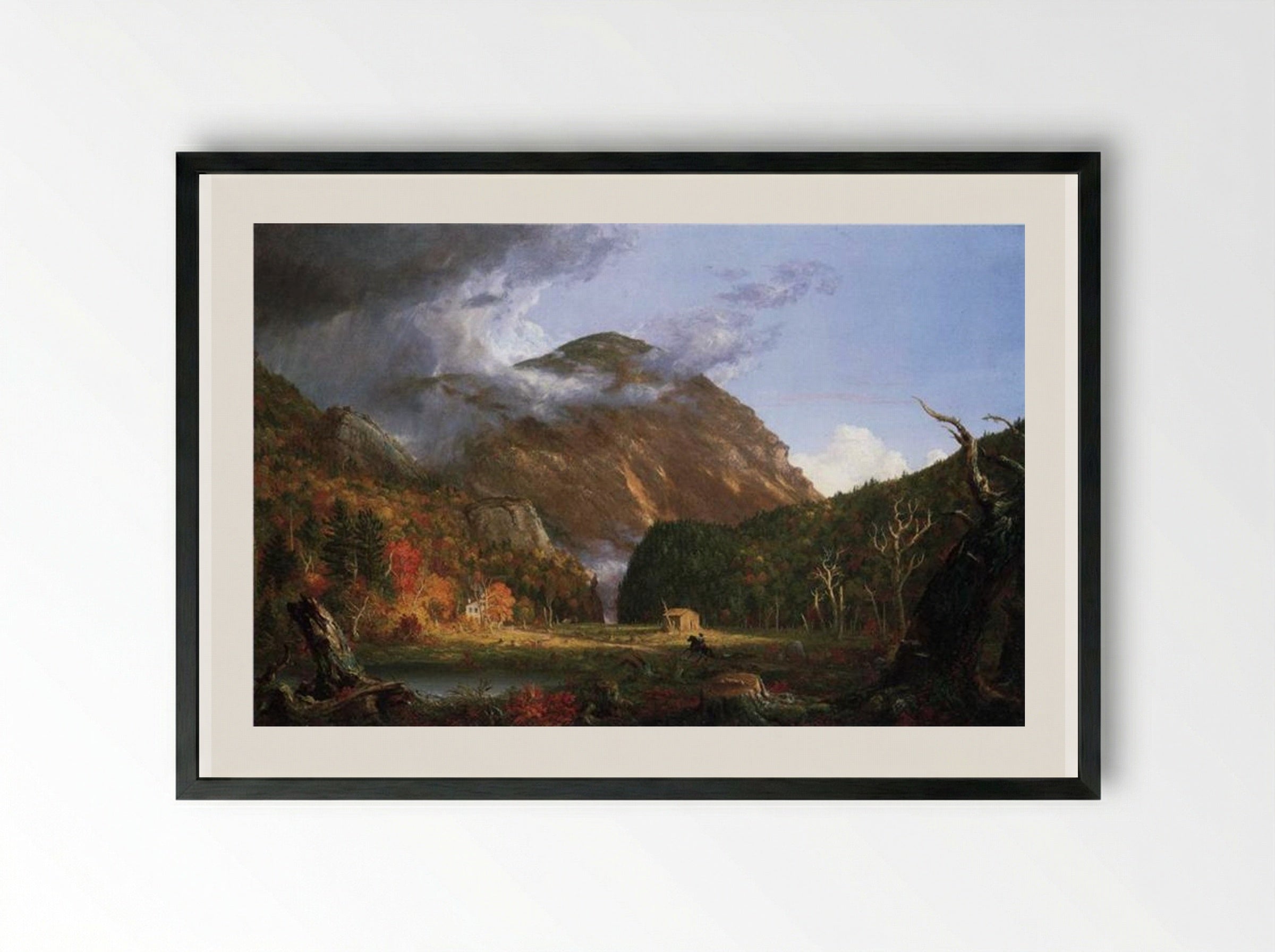 A View of the Mountain Pass Called the Notch of the White Mountains (Crawford Notch) - Thomas Cole - Framed Print Black