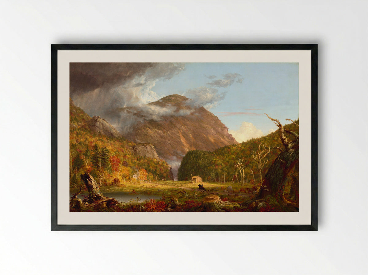 A View of the Mountain Pass Called the Notch of the White Mountains (Crawford Notch) - Thomas Cole - Framed Print Black