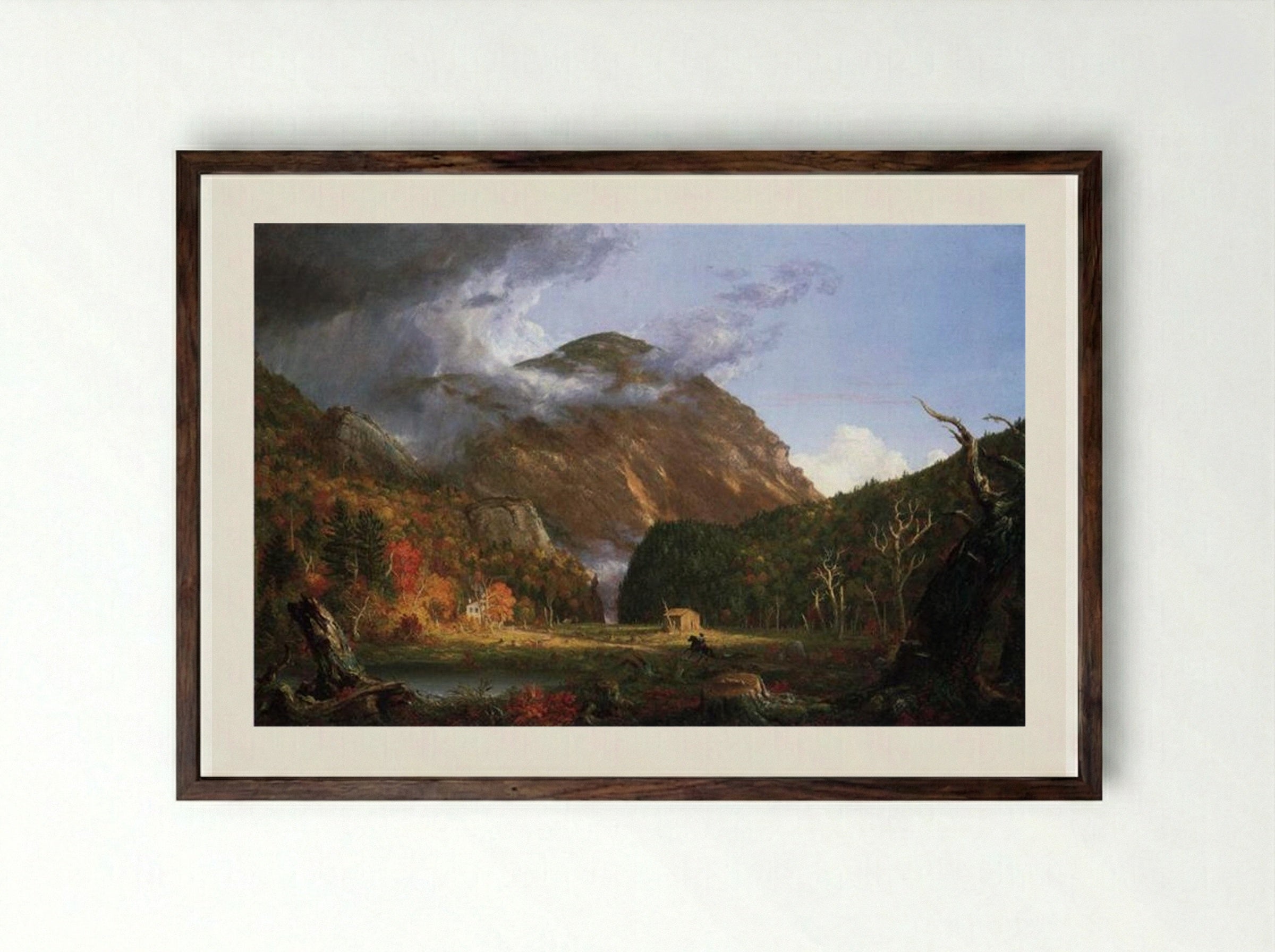 A View of the Mountain Pass Called the Notch of the White Mountains (Crawford Notch) - Thomas Cole - Framed Print Dark Wood
