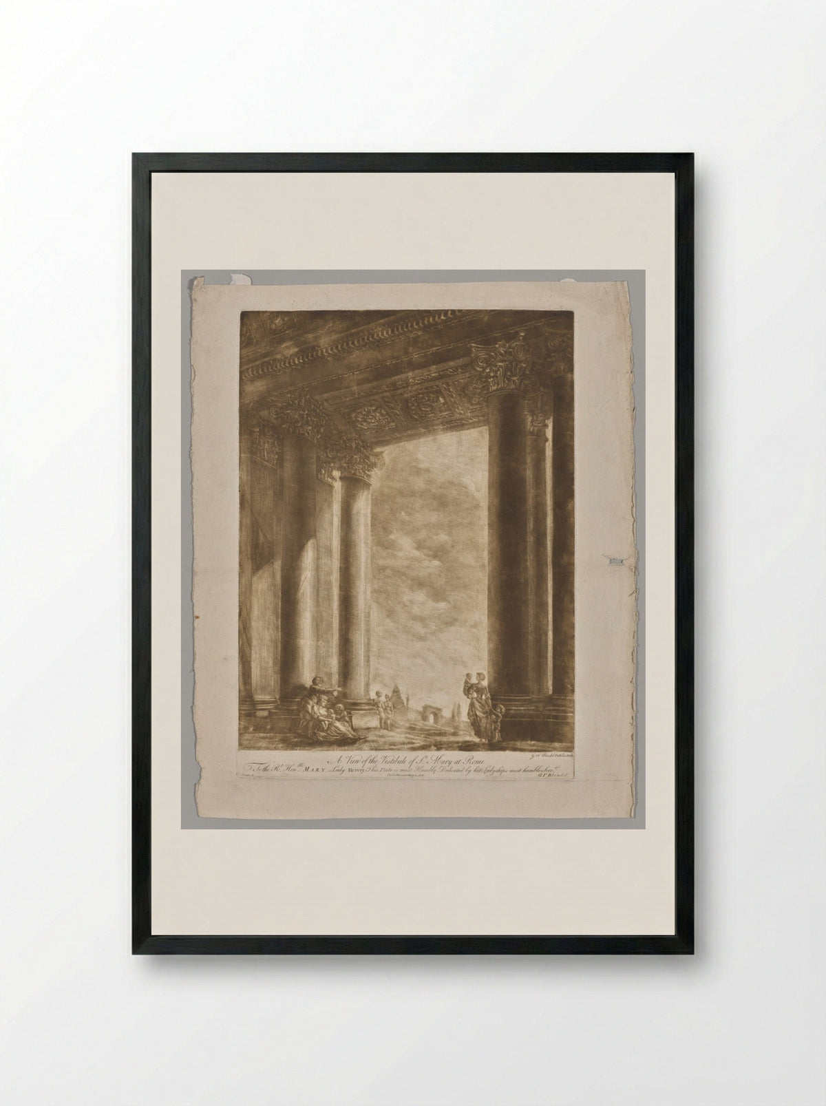 A View of the Vestibule of Saint Mary at Rome - Georges Francois Blondel - Framed Print Black