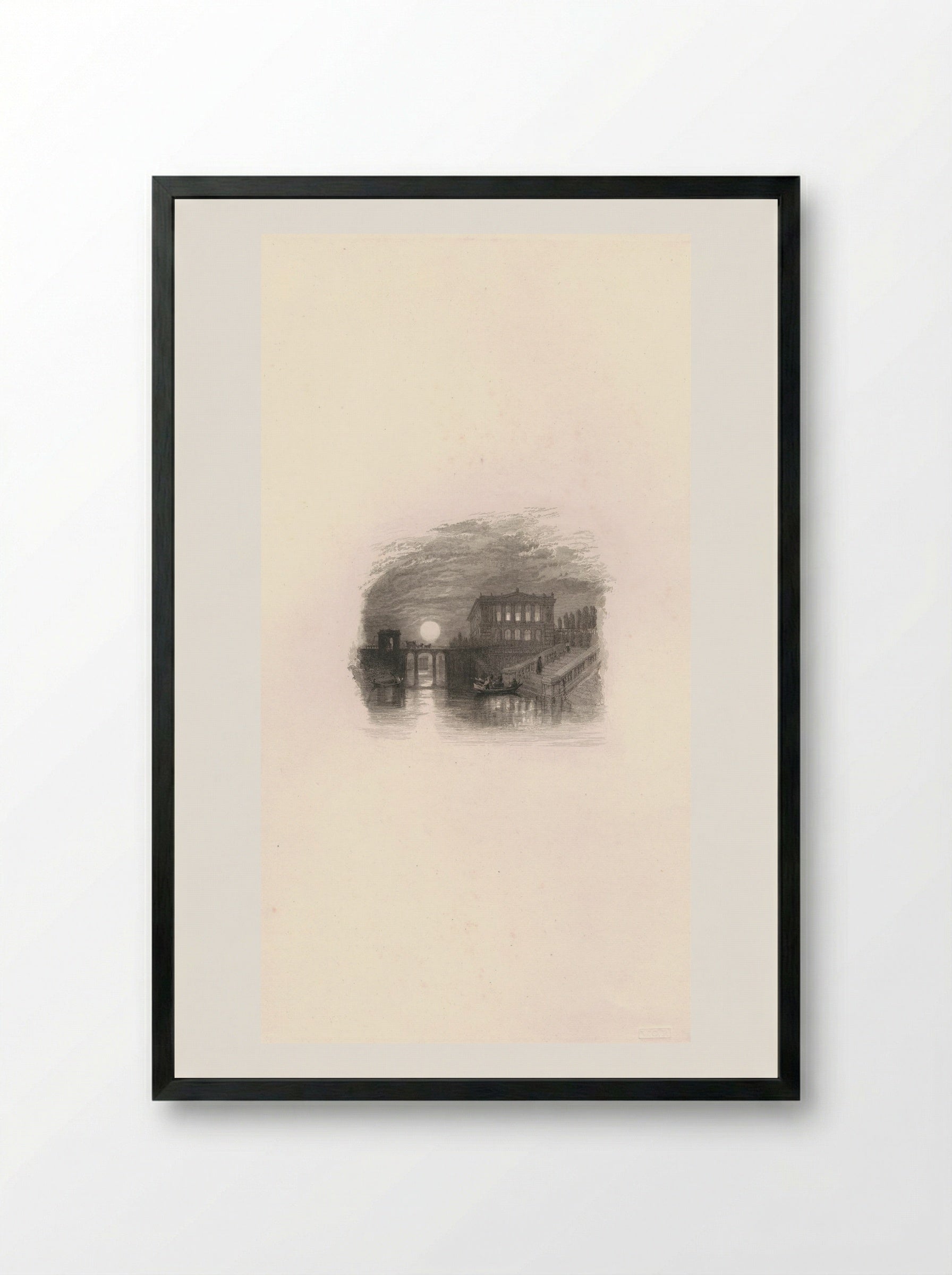 A Villa on the Night of a Festa di Ballo - Edward Goodall - Framed Print Black