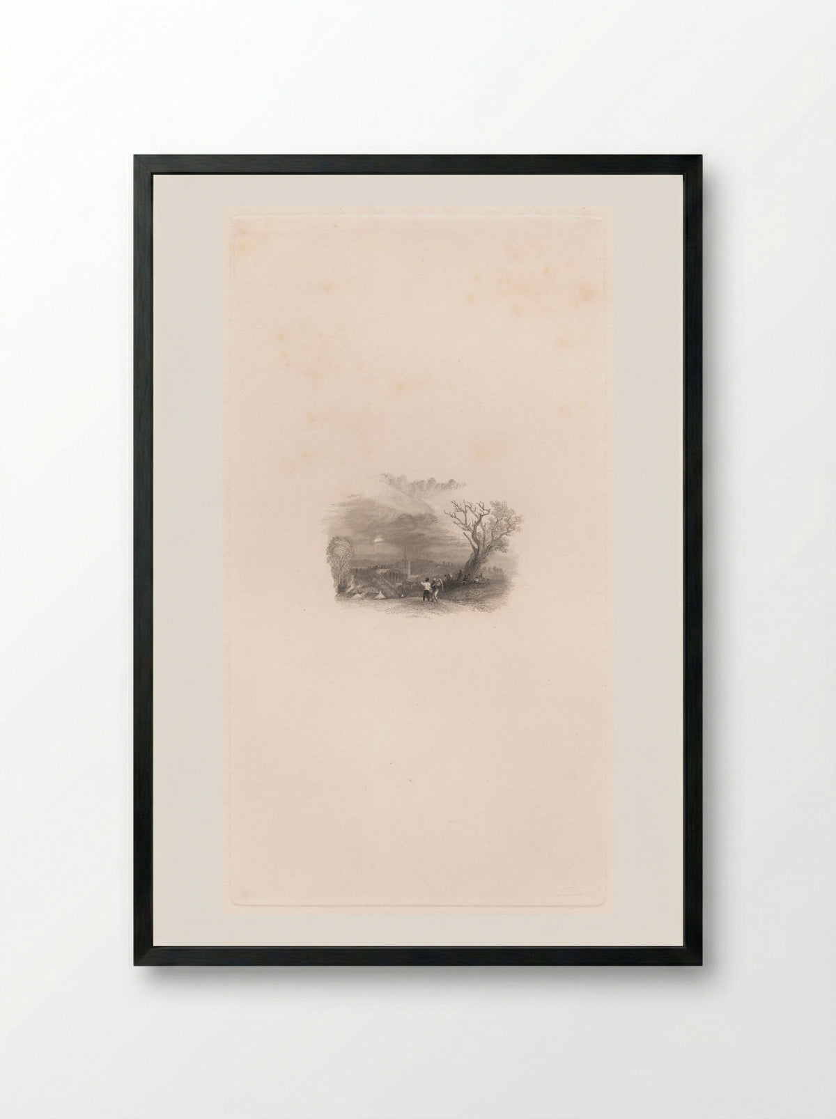 A Village, Evening - Edward Goodall - Framed Print Black